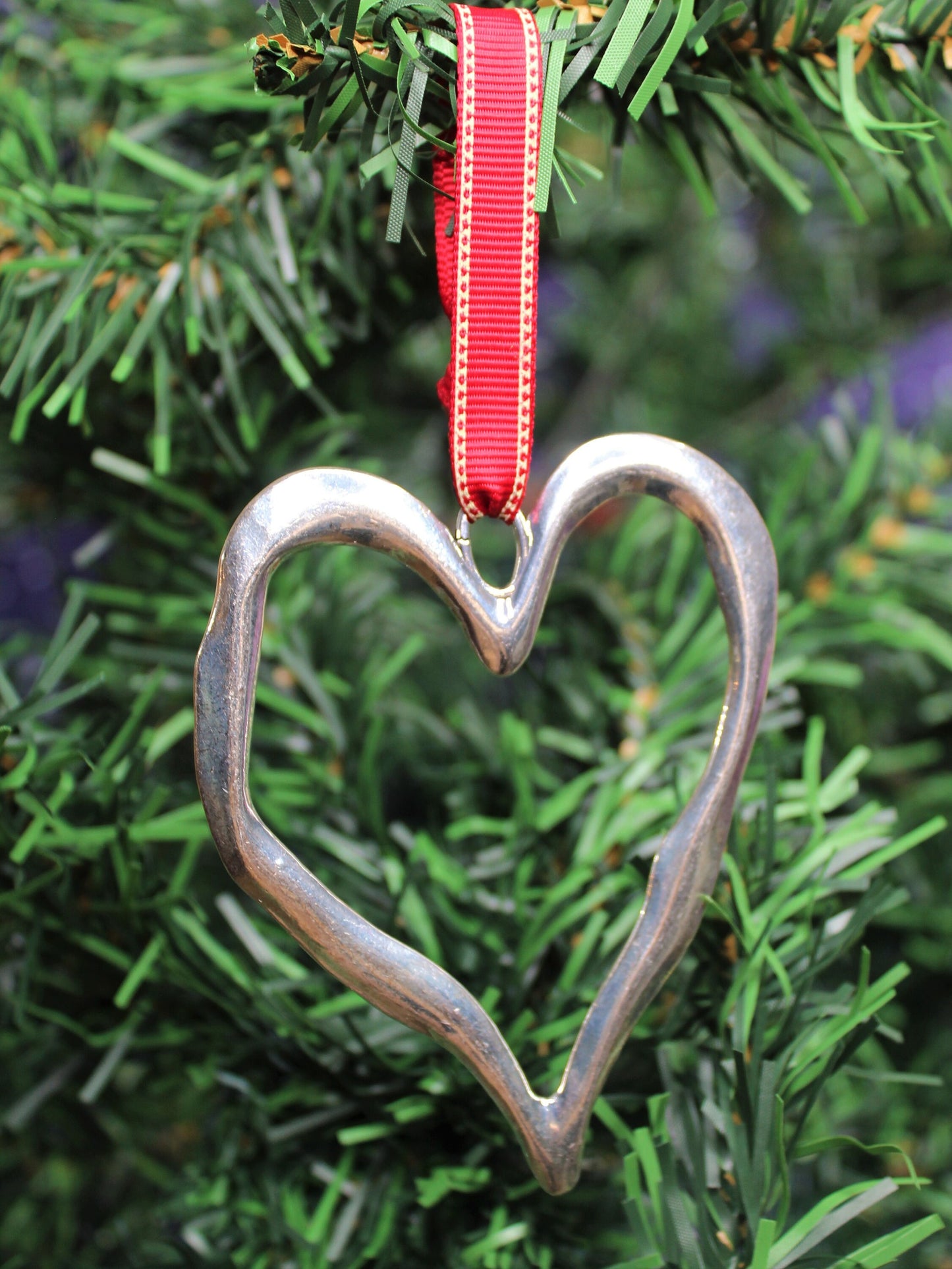 Heart Tree Decoration, Large Heart Hanging Ornament, Nordic Christmas Kawaii Heart, Silver Hanging Christmas Hearts, Alternative Christmas