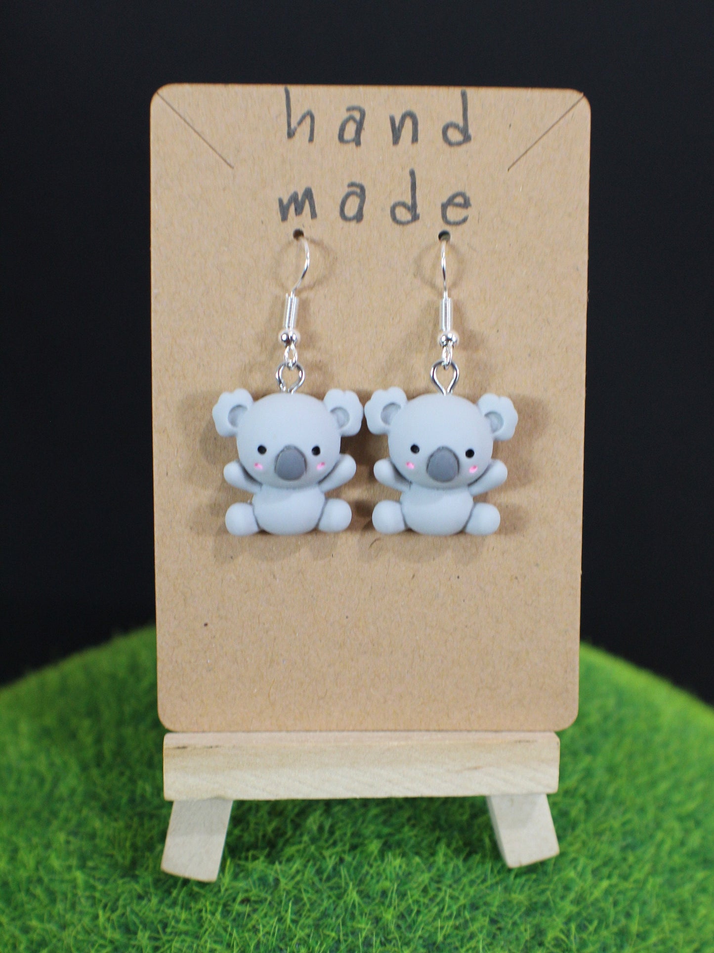 Koala Bear Earrings, Kawaii Dangle Koala Earrings, Cute Grey Australian Koala Bear, Koala Bear Gift, Animal Earrings, Zoo Animal Gift