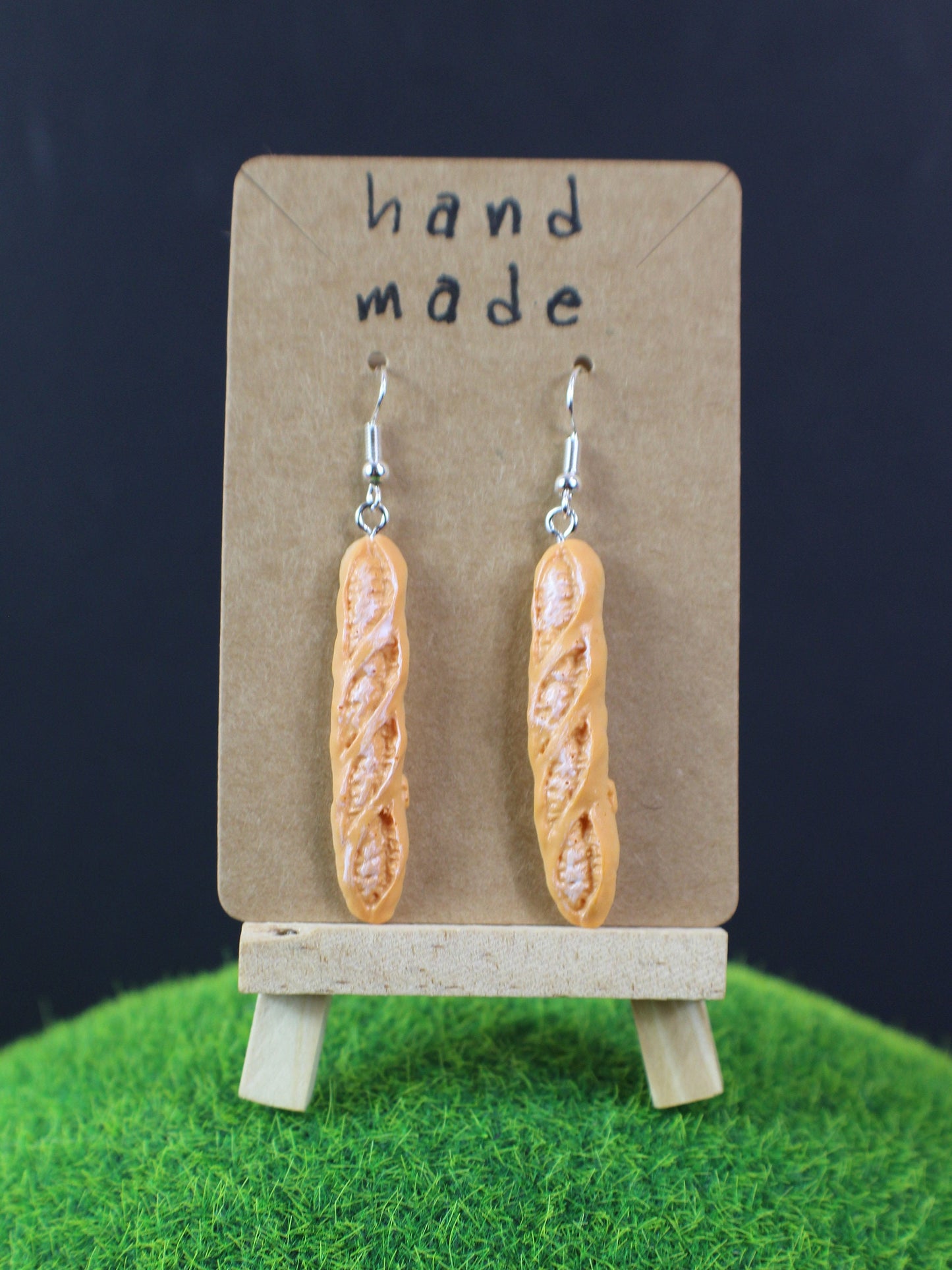 Baguette Dangle Earrings, Bread Earrings, Gift for Baker, Food Earrings, French Loaf Earrings, Food Lovers earrings, Kawaii Food Earrings