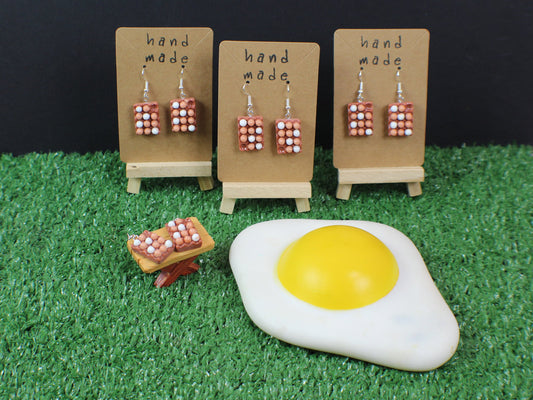 Egg Box Carton Dangle Earrings, Egg Earrings, Breakfast Gift, Kawaii Food Earrings, Chefs Gift, Gift for Allotment Gardener, Vegan Gift