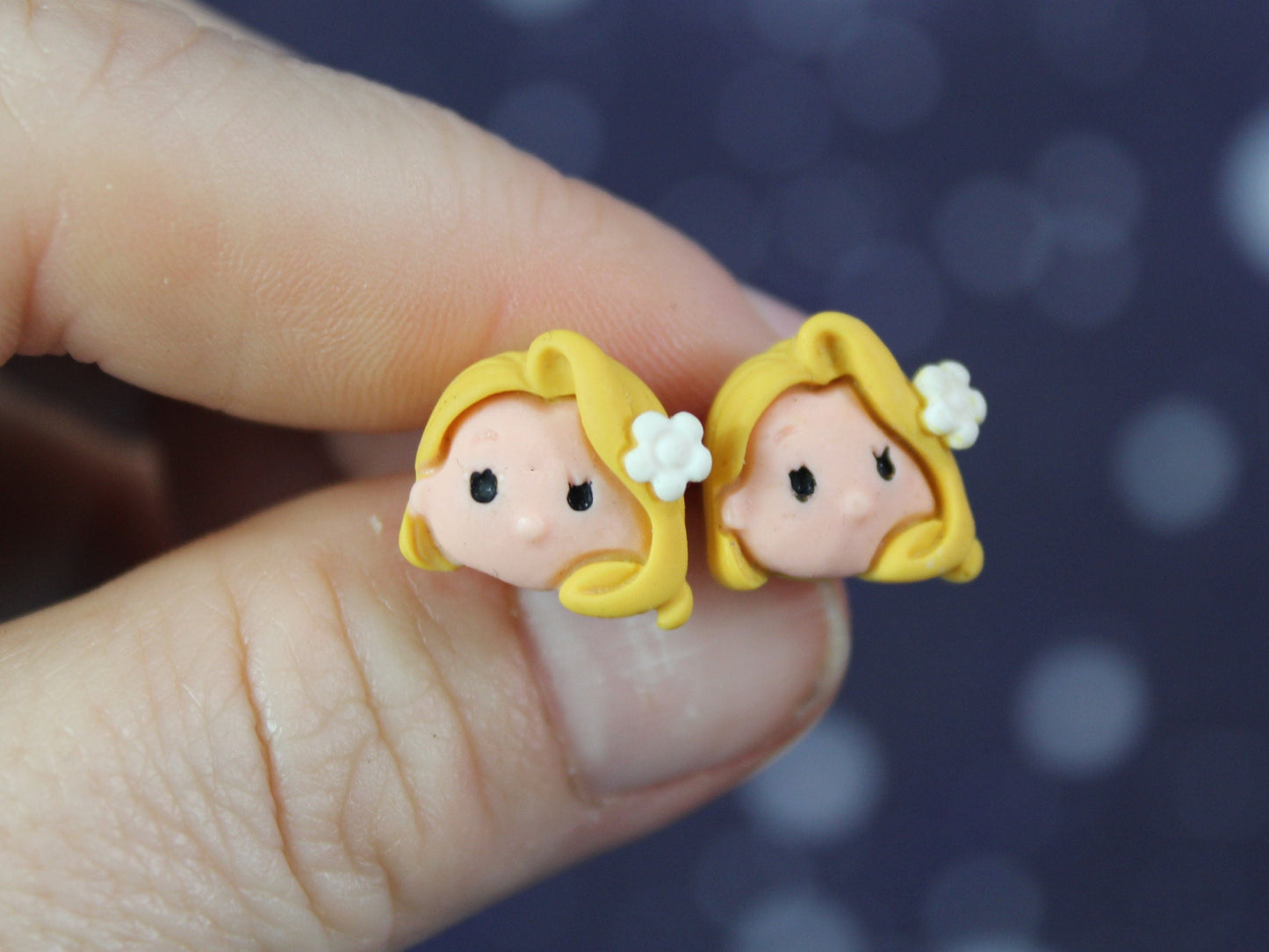 Blond Princess Earrings, Stud Earrings, Red Haired Princess Stud Earrings, Smiling Sun Stud Earrings, Red Rose Stud Earrings, Kids Earrings