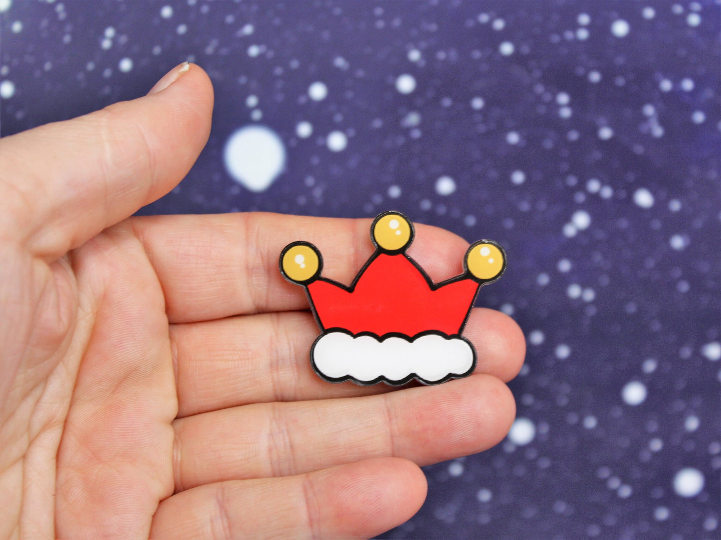 Set Of Christmas Badges, Father Christmas Badge, Christmas Hat Badge, Christmas Crown Badge, Christmas Brooch, Stocking Filler,