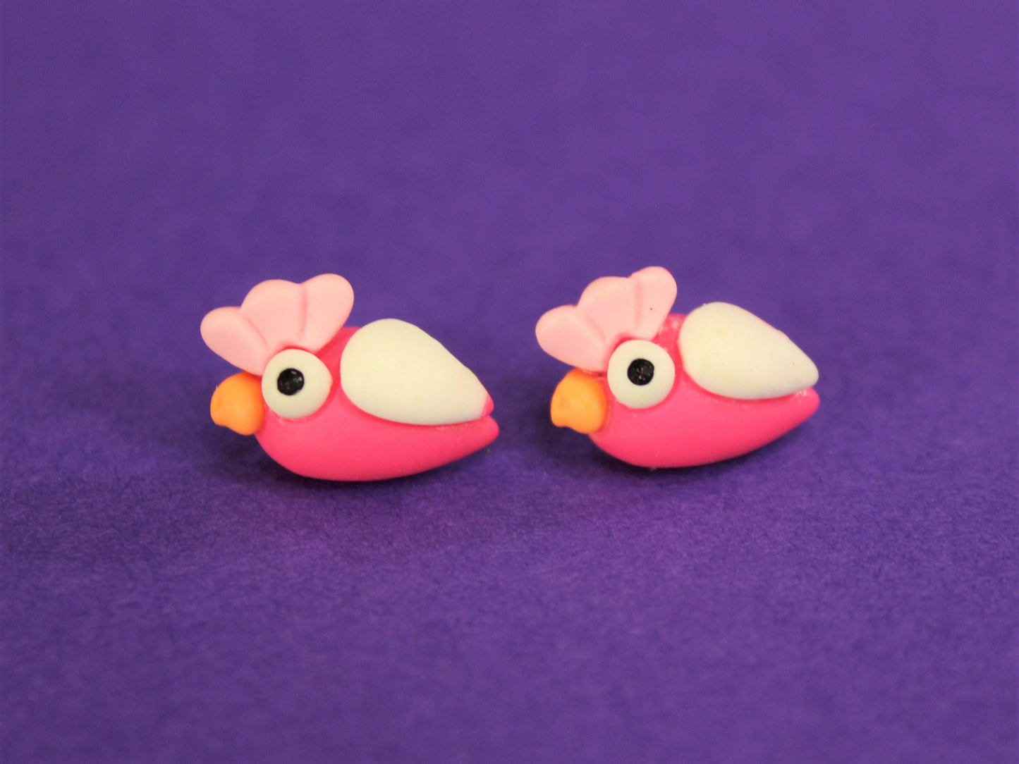 Tropical Parrot Studs, Bird Earrings, Parrot Jewellery, Boho Earrings, Pink Parrot Stud Earrings, Cute Earrings, Small Gift, Teachers Gift