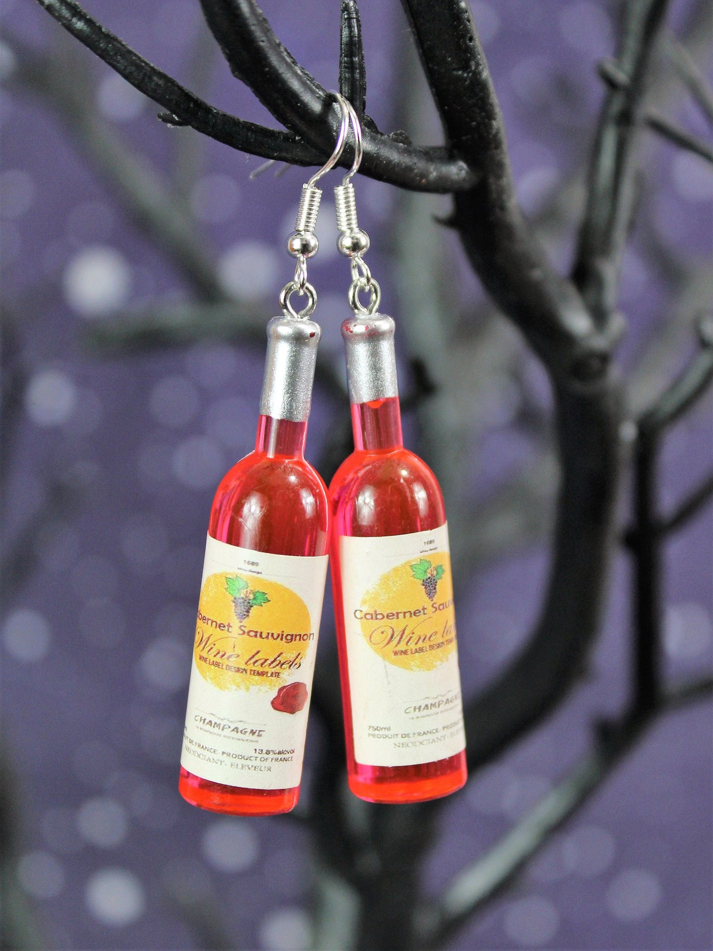 Wine Bottle Earrings, Wine Lovers Gift, Prosecco Bottle, Funny Easter Gift, Secret Santa, Easter Basket Gift, Gift for Her, Wine Gift,