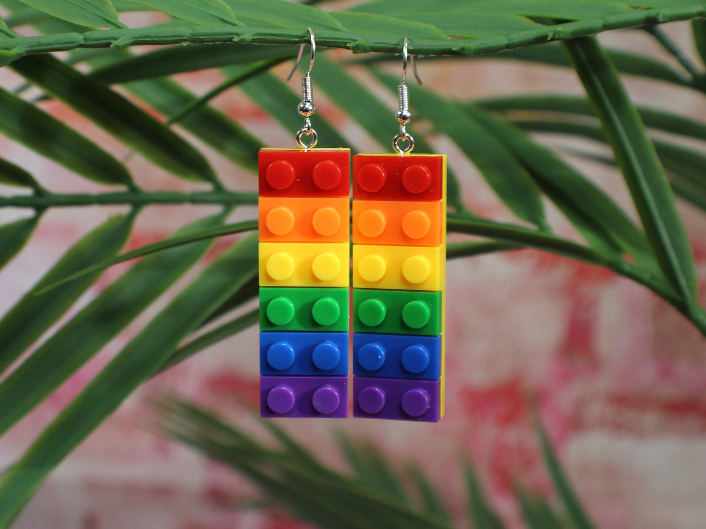 Lego Earrings, Pride Rainbow Earrings Blocks, Teachers Gift, Building Blocks Multicoloured Earrings, Pride Earrings, Festival Jewellery