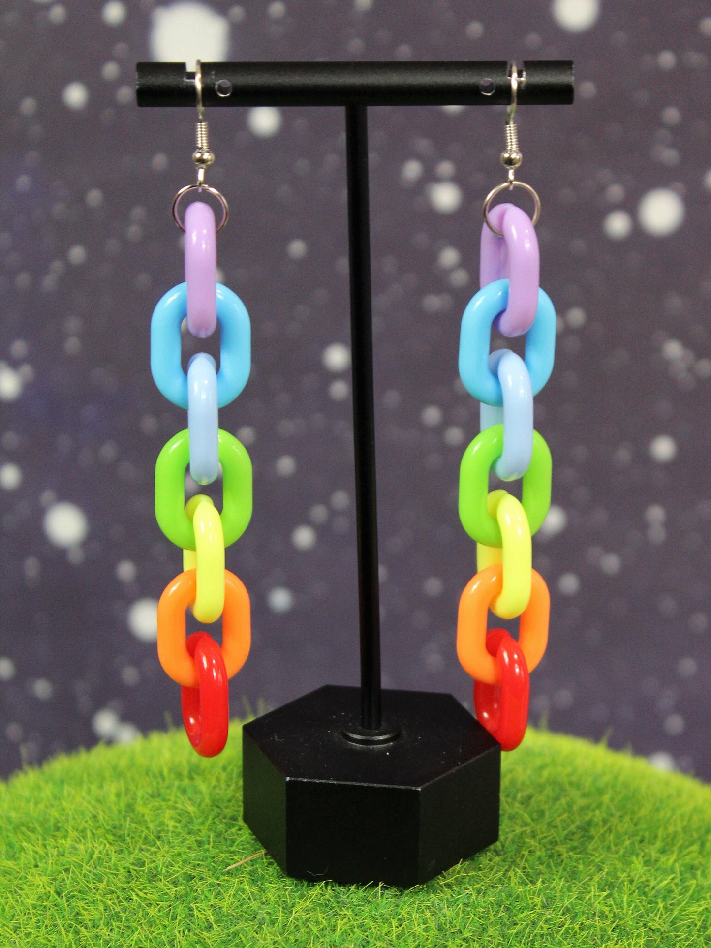 Rainbow Chain Drop Earrings, Rainbow Chain link Earrings, Pride Earrings, Rainbow Earrings, Valentines Earrings, LGTBQ Pride Earrings