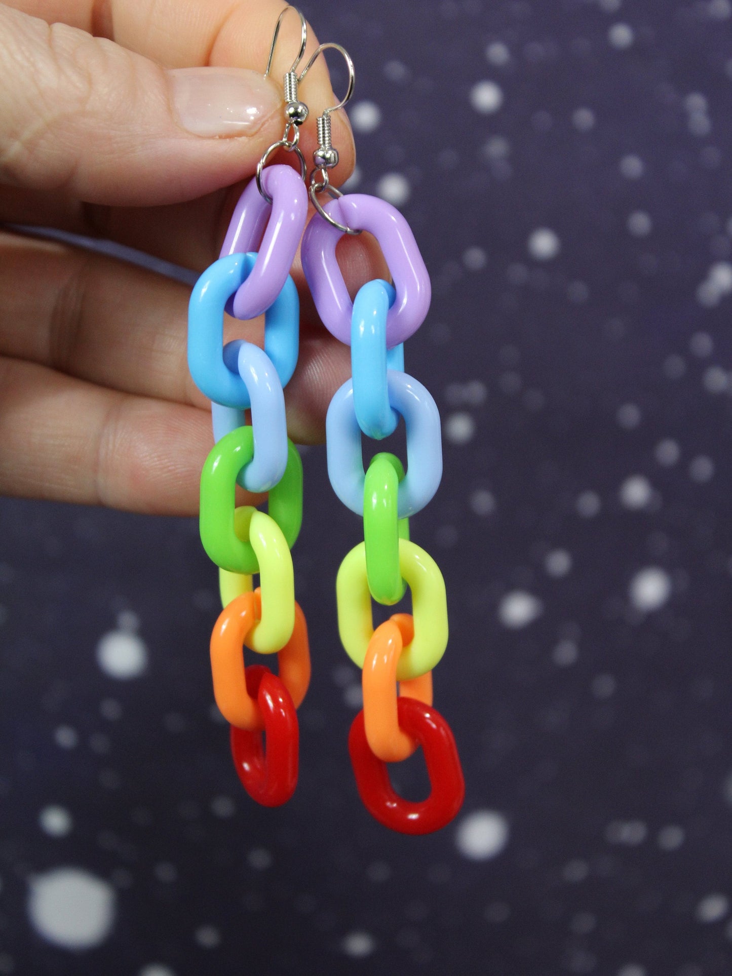 Rainbow Chain Drop Earrings, Rainbow Chain link Earrings, Pride Earrings, Rainbow Earrings, Valentines Earrings, LGTBQ Pride Earrings