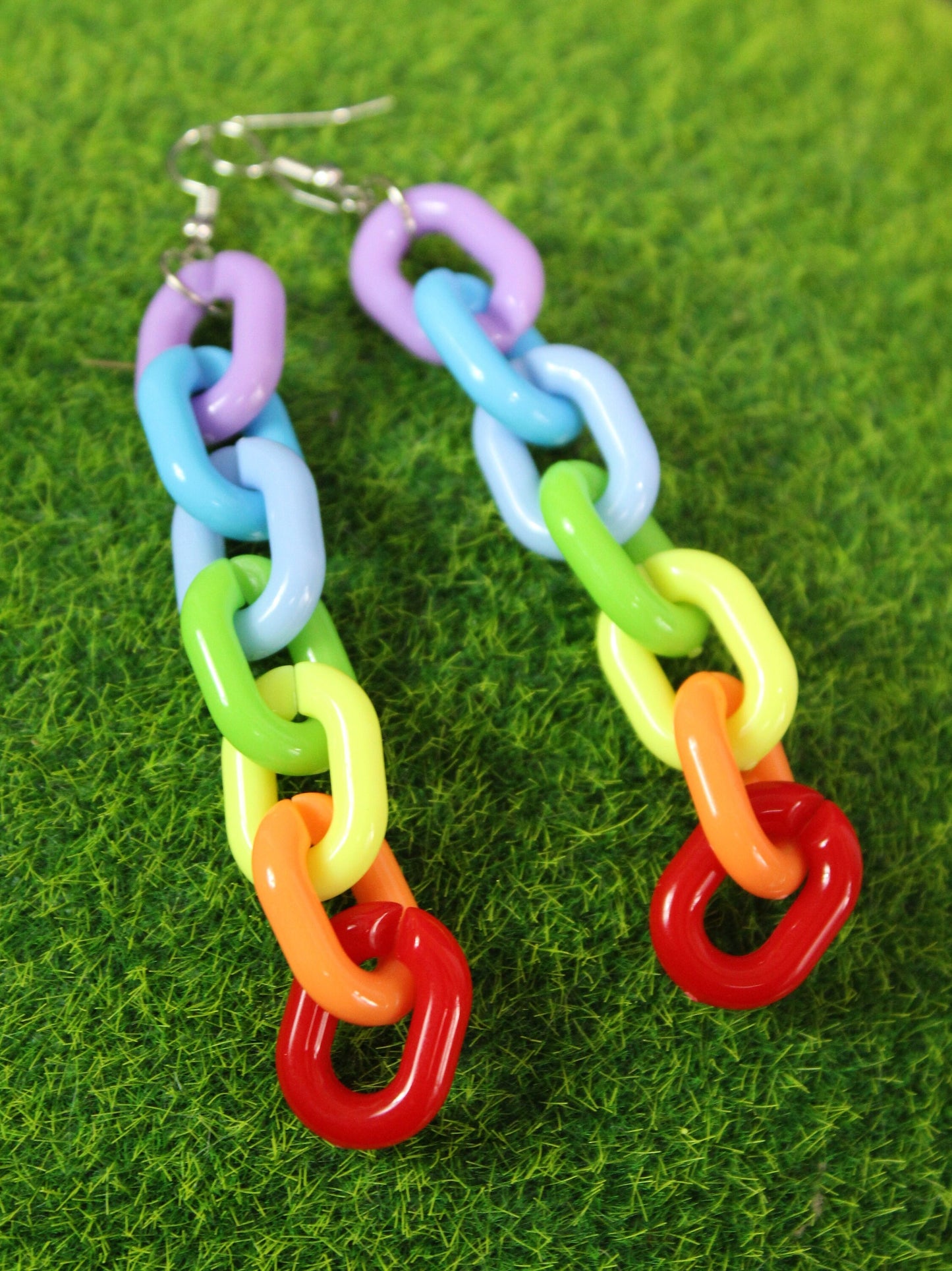 Rainbow Chain Drop Earrings, Rainbow Chain link Earrings, Pride Earrings, Rainbow Earrings, Valentines Earrings, LGTBQ Pride Earrings