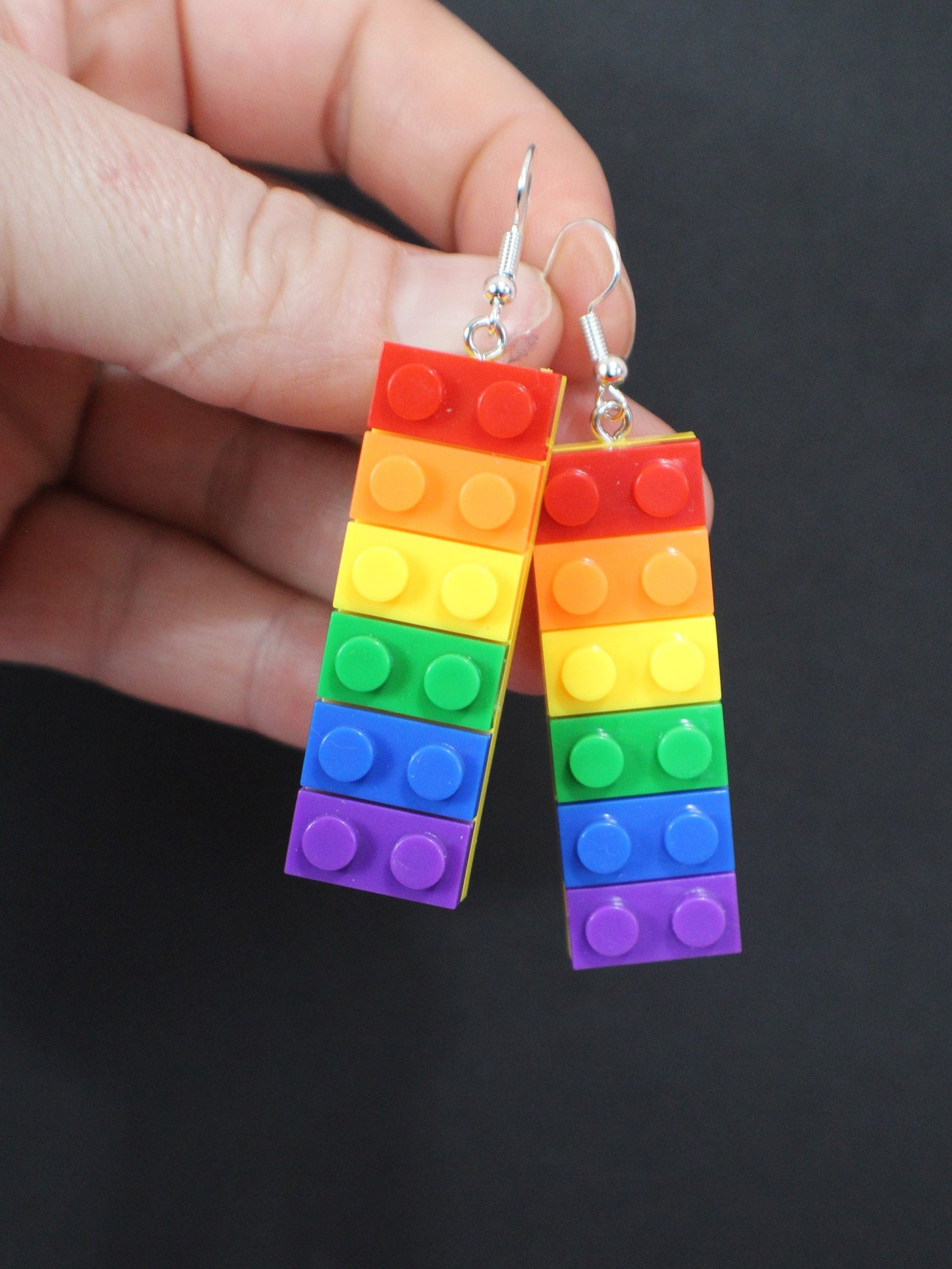 Lego Earrings, Pride Rainbow Earrings Blocks, Teachers Gift, Building Blocks Multicoloured Earrings, Pride Earrings, Festival Jewellery