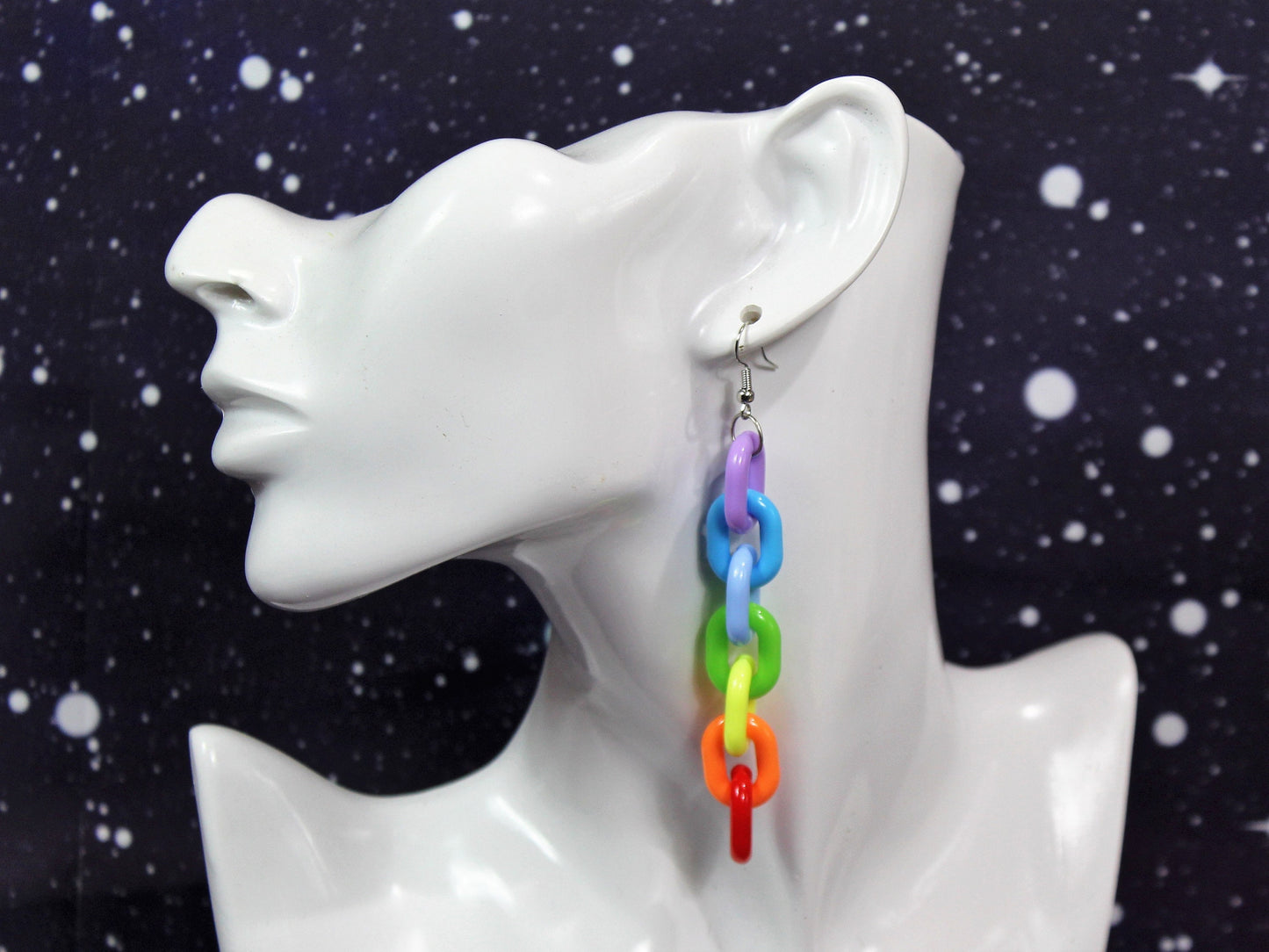 Rainbow Chain Drop Earrings, Rainbow Chain link Earrings, Pride Earrings, Rainbow Earrings, Valentines Earrings, LGTBQ Pride Earrings