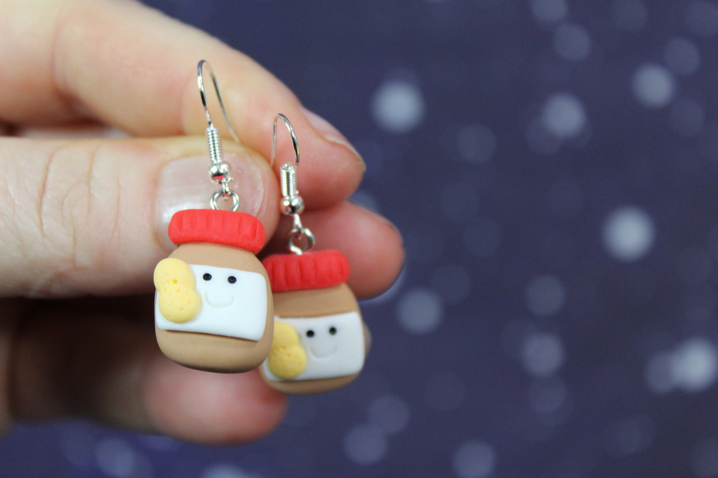 Peanut Butter Earrings, Peanut Jar Earrings, Valentines Earrings,  Peanut Butter Gift Valentines Gift For Her,  Kawaii Food Gift, Crunchy