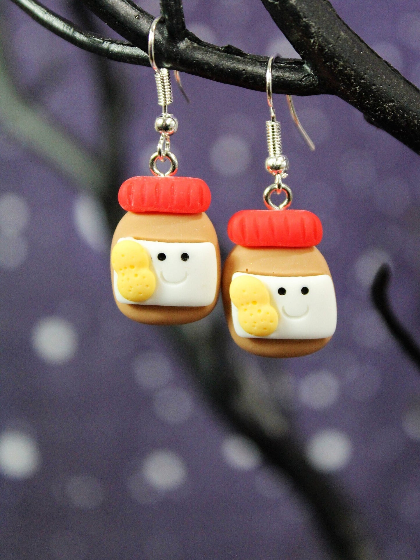 Peanut Butter Earrings, Peanut Jar Earrings, Valentines Earrings,  Peanut Butter Gift Valentines Gift For Her,  Kawaii Food Gift, Crunchy