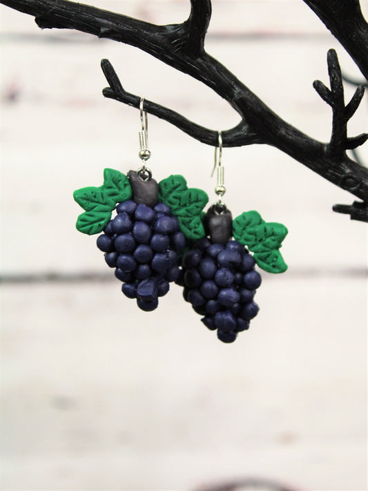 Grape Earrings Large Bunch of Red Grape Earrings, Wine Lovers Gift, Fruit Earrings, Easter Basket Stuffer, Foodies Gift, Kawaii Food