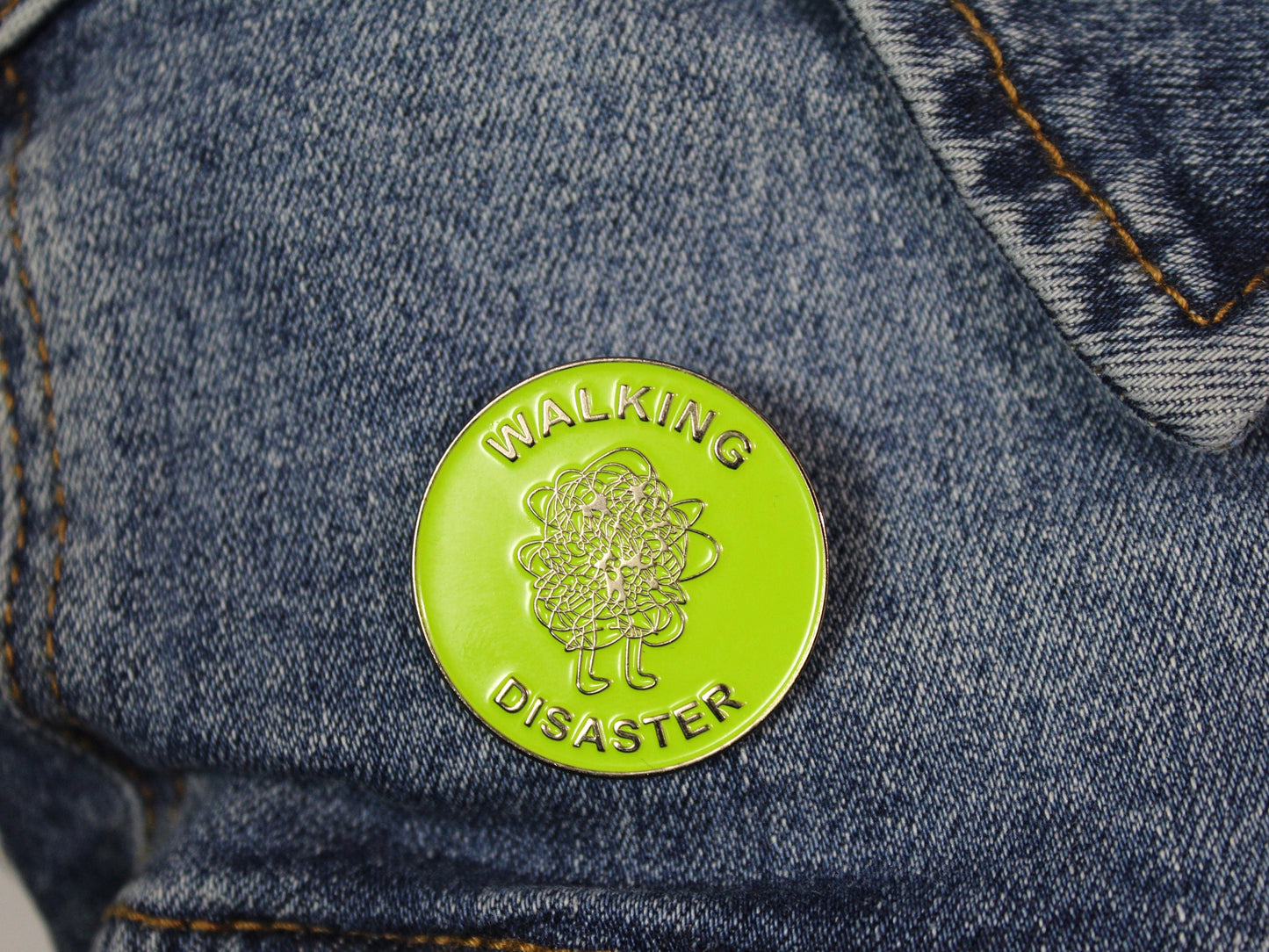 Walking Disaster Pin Badge, Hat Pin, Bag Pin, Quirky Pin, Enamel Pin Collector, Anxiety Pin , Fun Pin, Party Favour, Easter Basket filler