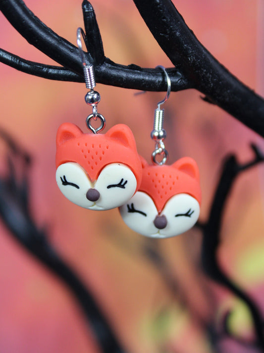 Fox Earrings, Dangle Earrings, Fox Face Earrings, Pet Sitters Gift, Red Fox, Animal Earrings, End of Term Gift, Libra Gift