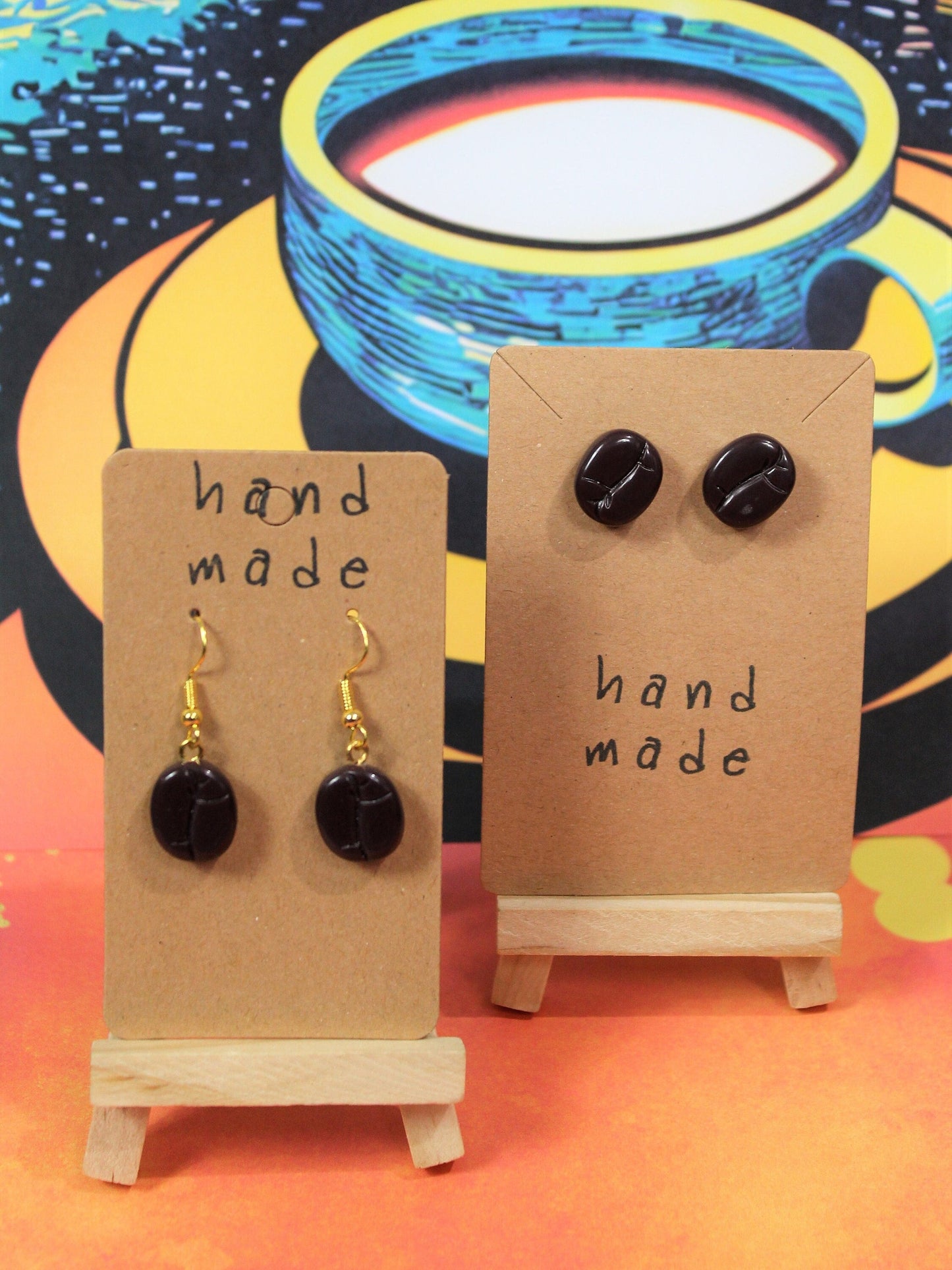 Coffee Bean Earrings, Coffee Bean Stud Earrings, Coffee Dangle Earrings, Coffee Lovers Gift, Teachers Gift