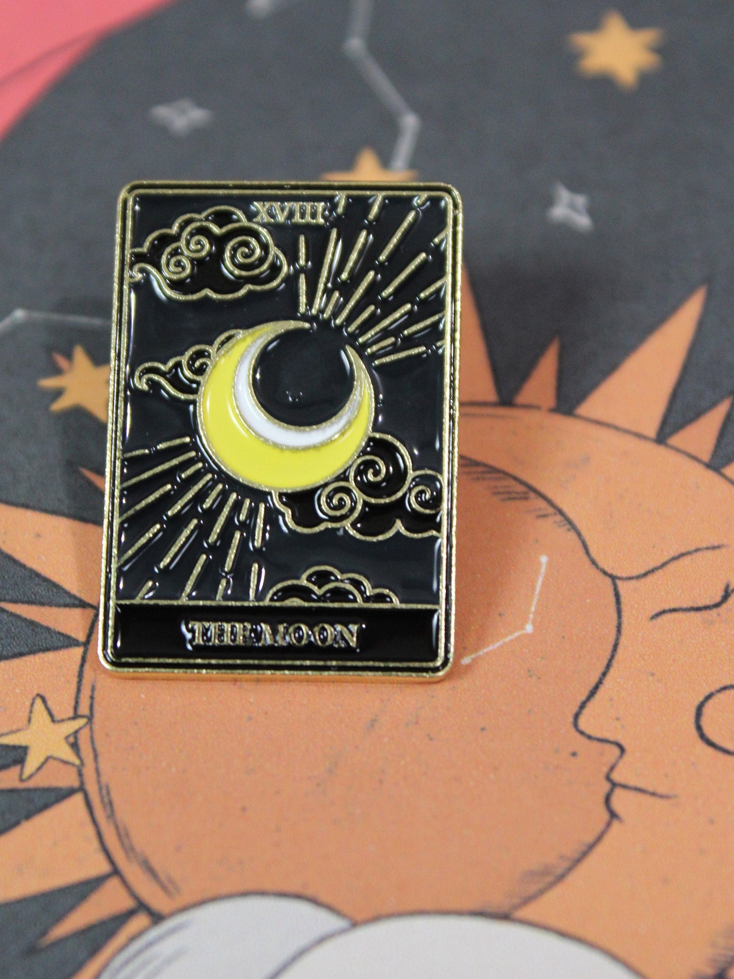 Tarot Card Enamel Pin, The Star Tarot Card Pin, The Moon Tarot Card Pin, The Sun Tarot Card Pin, The Devil Tarot Card Pin, Wheel of Fortune