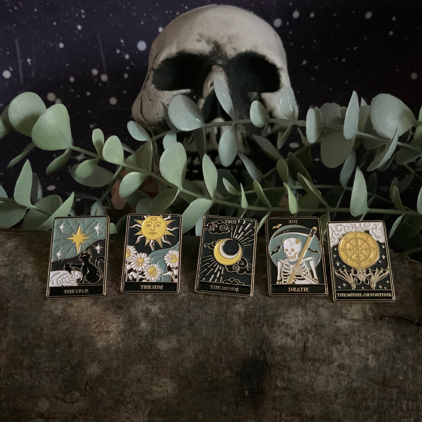 Tarot Card Enamel Pin, The Star Tarot Card Pin, The Moon Tarot Card Pin, The Sun Tarot Card Pin, The Devil Tarot Card Pin, Wheel of Fortune