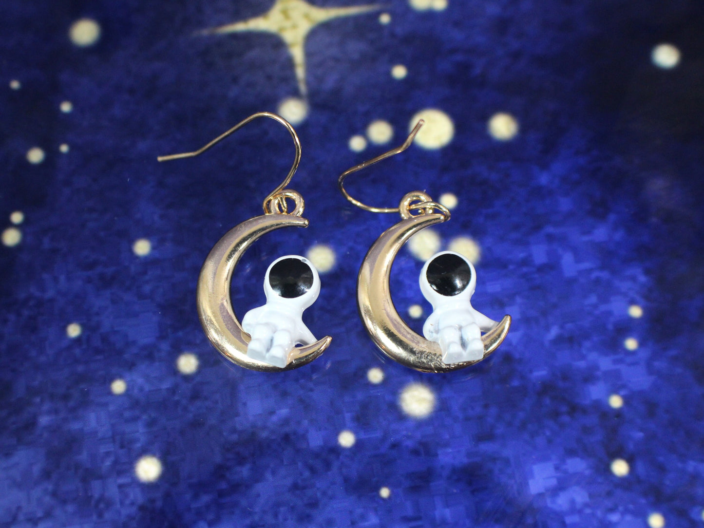 Astronaut Earrings, Star Earrings, Moon Earrings, Star and Moon Earrings, Space Earring, Space Lovers Gift, Spaceman Gift, Spaceman Earrings