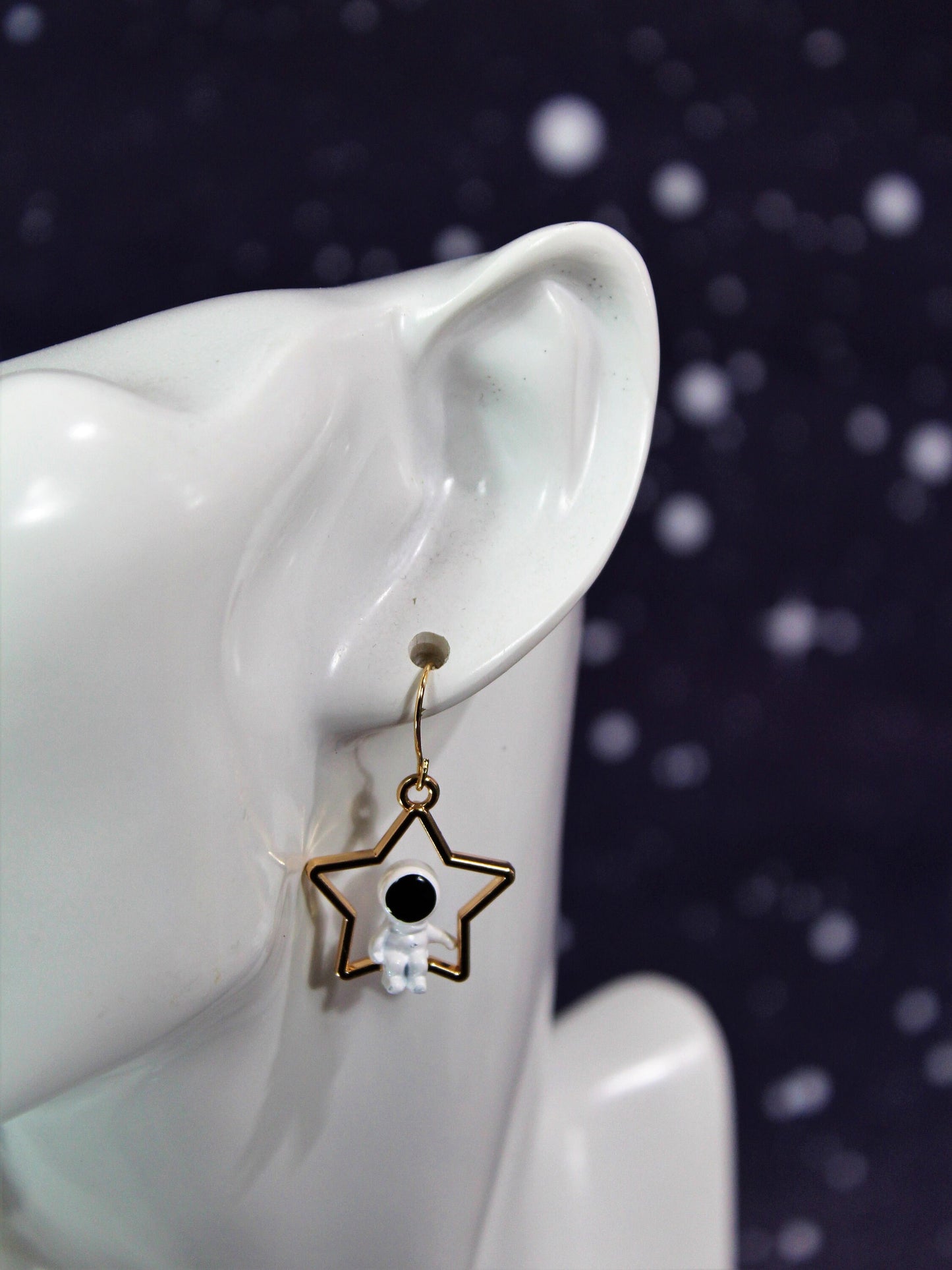 Astronaut Earrings, Star Earrings, Moon Earrings, Star and Moon Earrings, Space Earring, Space Lovers Gift, Spaceman Gift, Spaceman Earrings