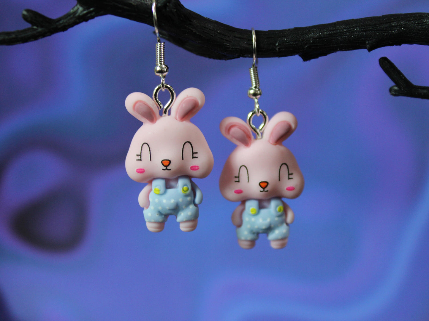 Bunny Earrings, Rabbit Earring, Easter Bunny Earrings, Kawaii Rabbit, Easter Gift for Him or Her, Dressed Rabbit, Easter Basket, Dangle