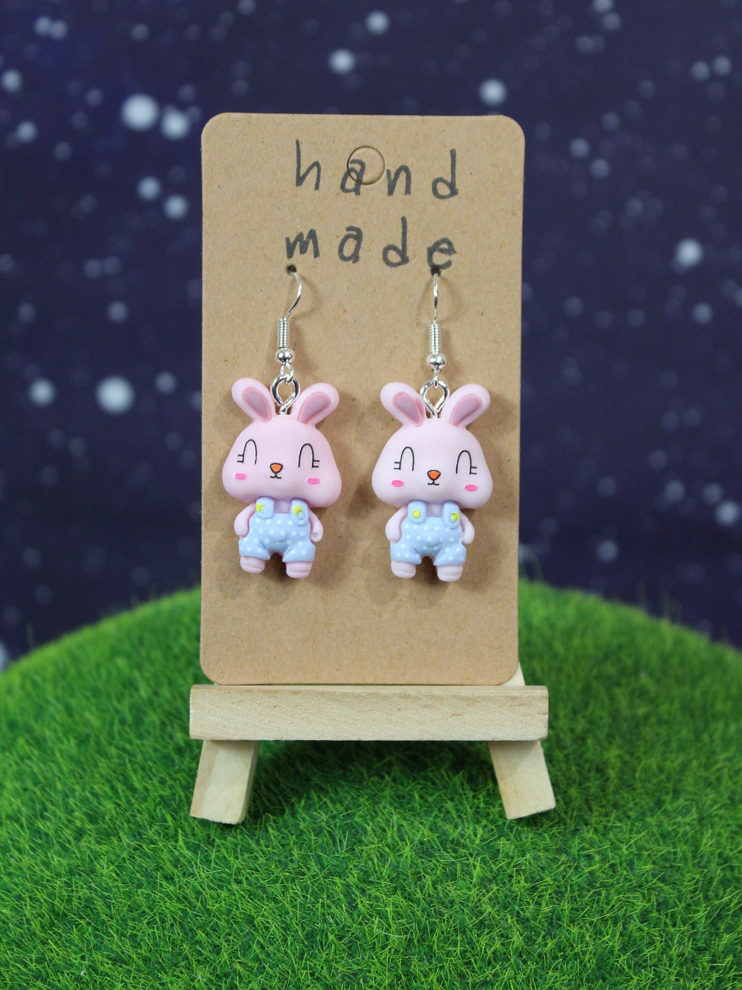 Bunny Earrings, Rabbit Earring, Easter Bunny Earrings, Kawaii Rabbit, Easter Gift for Him or Her, Dressed Rabbit, Easter Basket, Dangle