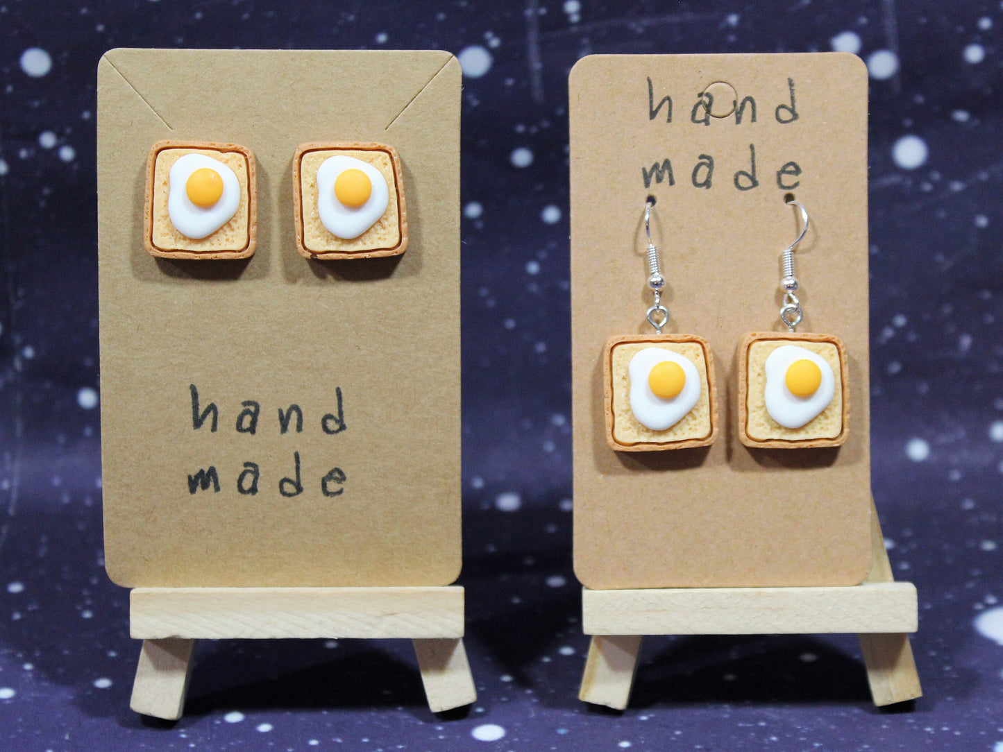 Eggs on Toast Stud Earrings, Eggs Dangle Earrings, Breakfast Earrings, Fried Eggs Earrings, Toast Earrings, Food Lovers Gift, Dieters Gift