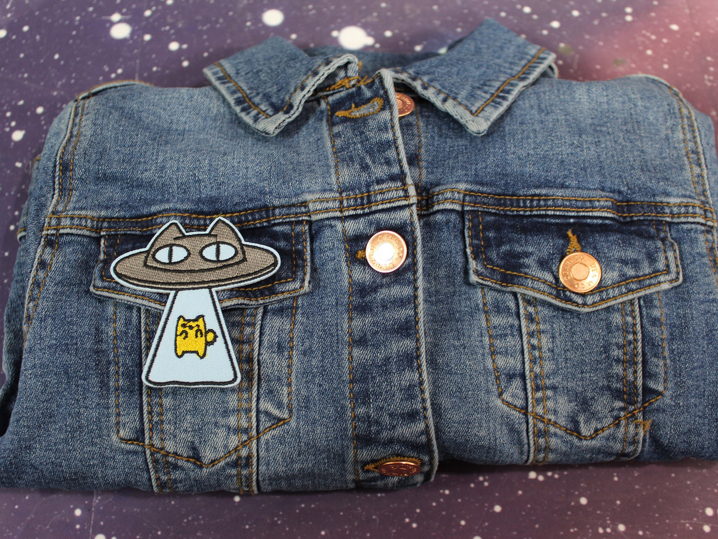 Cat in a spaceship Patch, UFO Cat Patch, Rocket Cat, UFO Embroidered Applique Patch, Sew on Cat Patch, Space Gift, Area 51, Roswell Patch