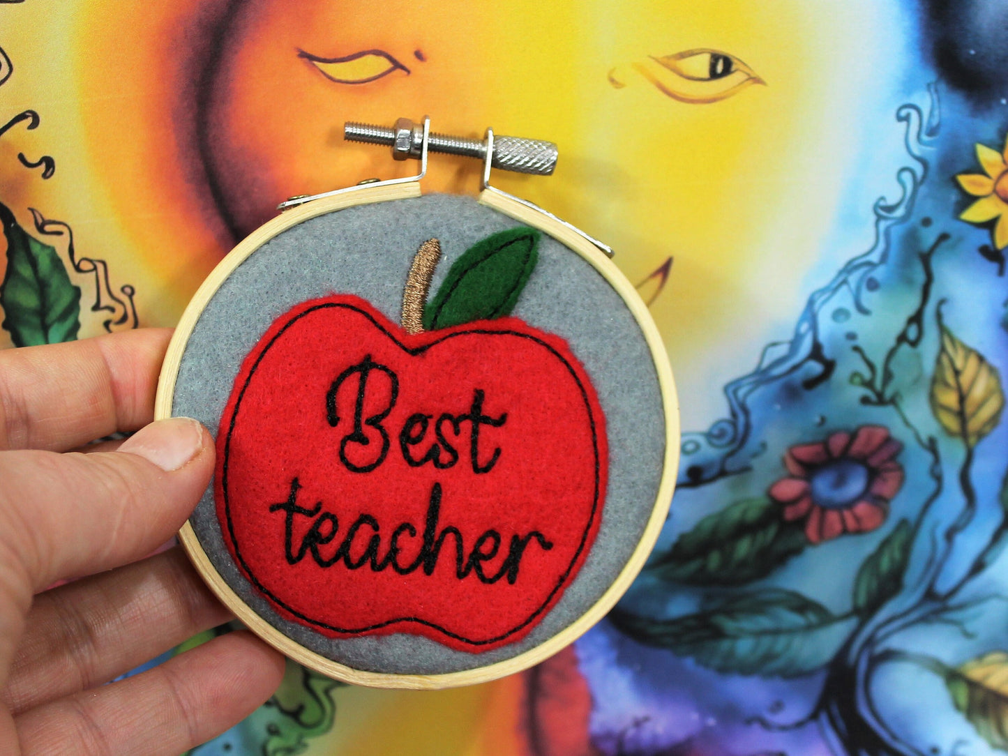 Teachers Gift, Best Teacher, Teachers Thank You Keepsake Hanging Plaque, Thank You Gift, Raw Edge Applique Gift, Teaching Assistant Gift