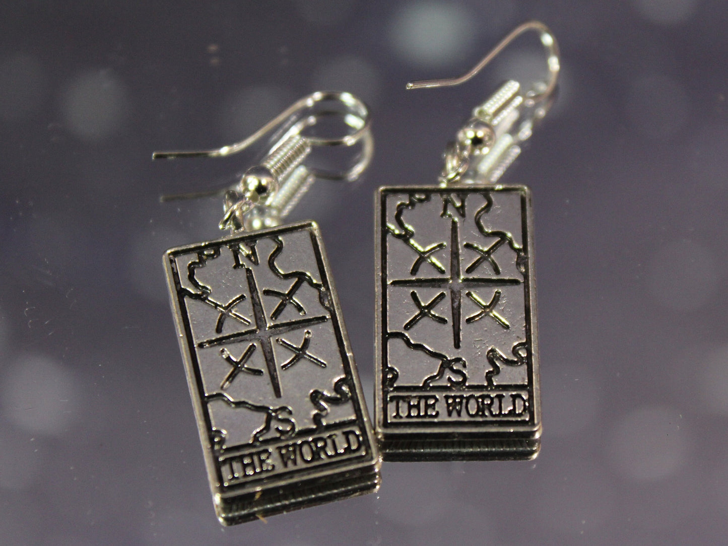 Tarot Earrings - The Sun, The Moon, Fortune, and The World,  Fortune Teller, Divination Earrings, Spiritual Gift, Witchcraft Jewellery