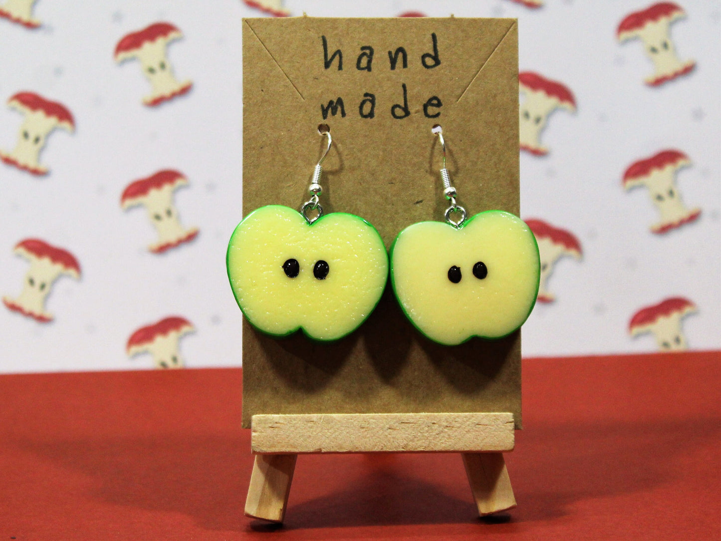 Apple Slice Earrings, Red Apple Earrings, Green Apple Dangles, Yellow Apple Half Slice, Food Lovers Gift, Apple Earrings, Kawaii Apples