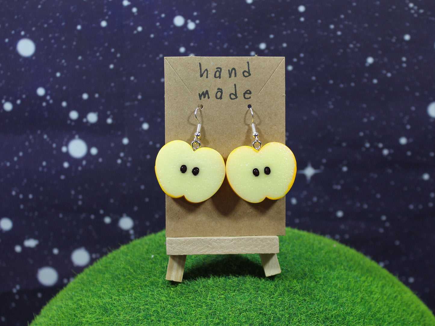 Apple Slice Earrings, Red Apple Earrings, Green Apple Dangles, Yellow Apple Half Slice, Food Lovers Gift, Apple Earrings, Kawaii Apples