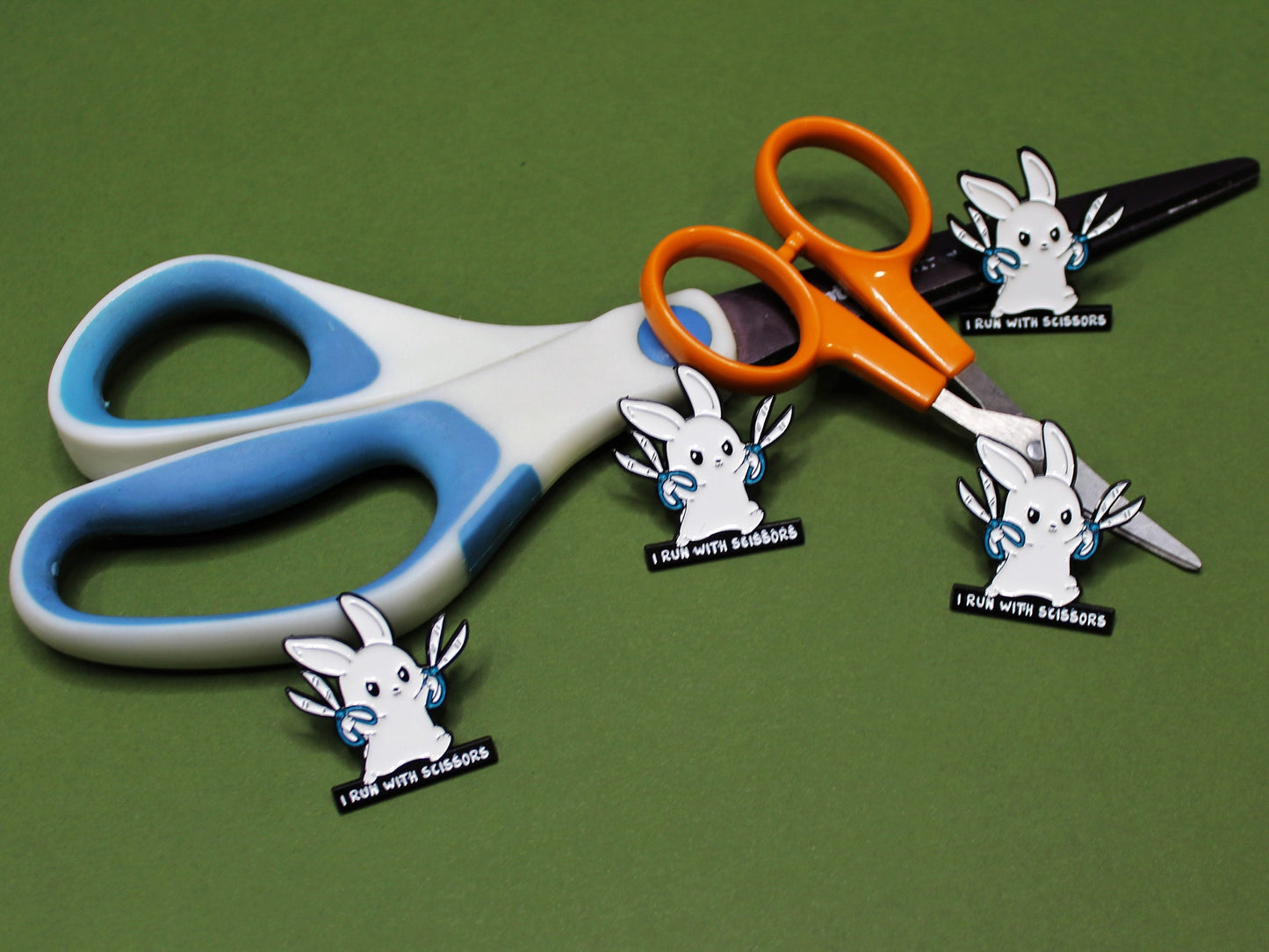 Run with Scissors Pin Badge, Playful and Unique Decoration, Quirky Lapel Pin, Seamstress Gift, Teachers Gift, sewing Gift