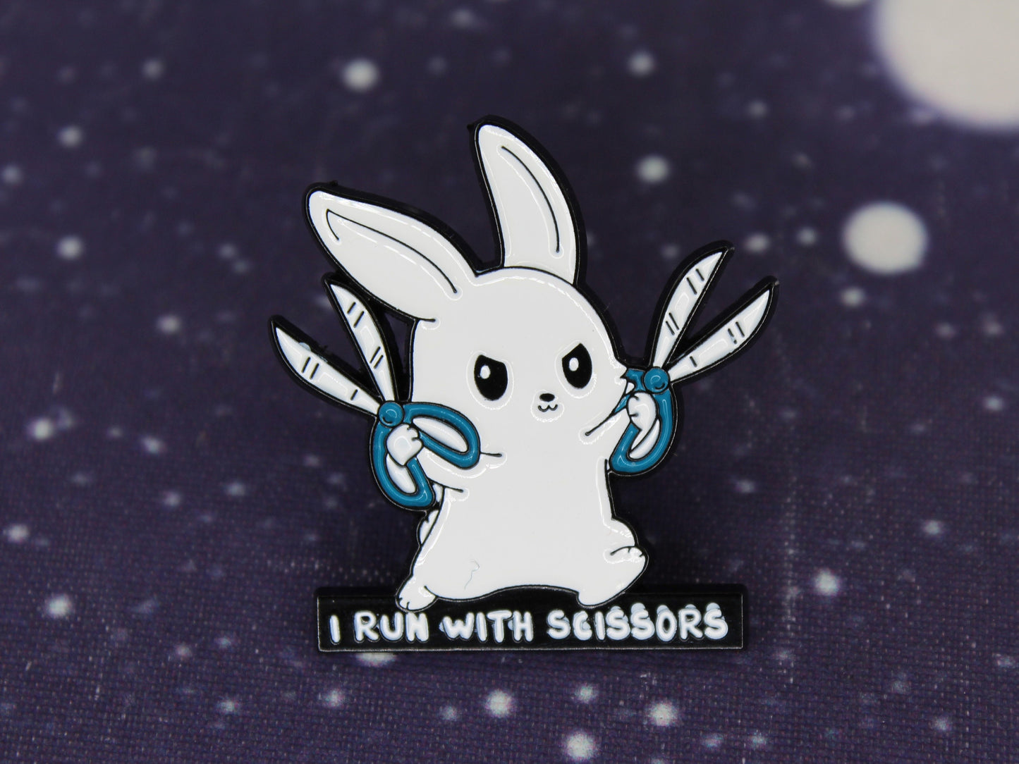 Run with Scissors Pin Badge, Playful and Unique Decoration, Quirky Lapel Pin, Seamstress Gift, Teachers Gift, sewing Gift