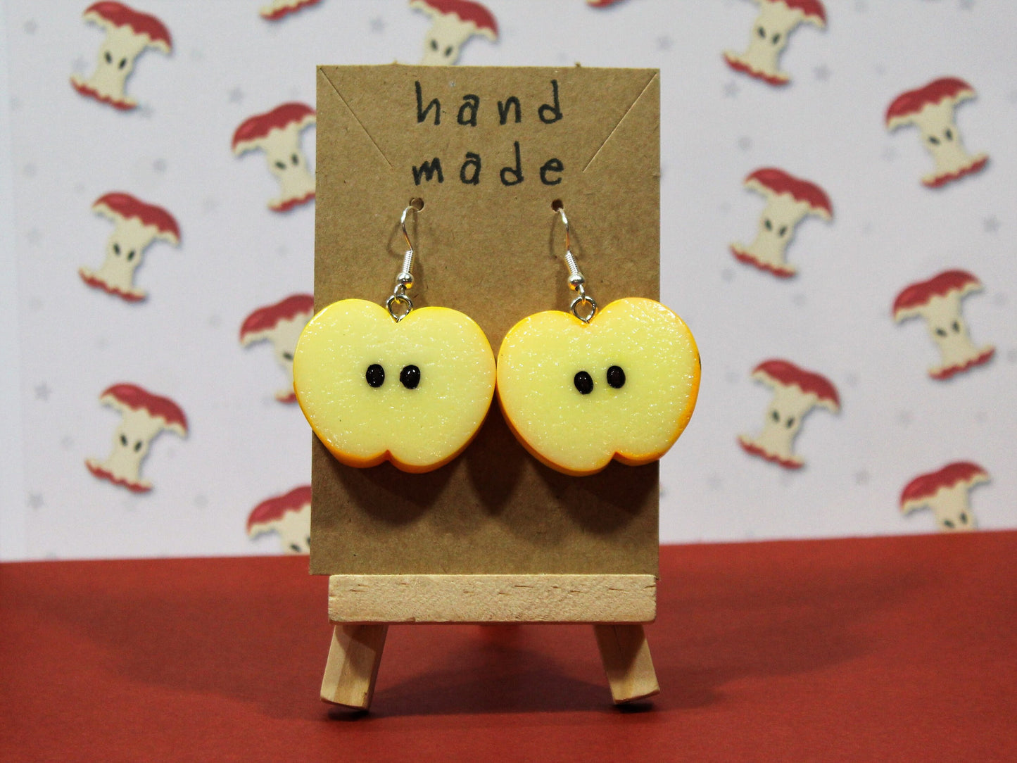 Apple Slice Earrings, Red Apple Earrings, Green Apple Dangles, Yellow Apple Half Slice, Food Lovers Gift, Apple Earrings, Kawaii Apples