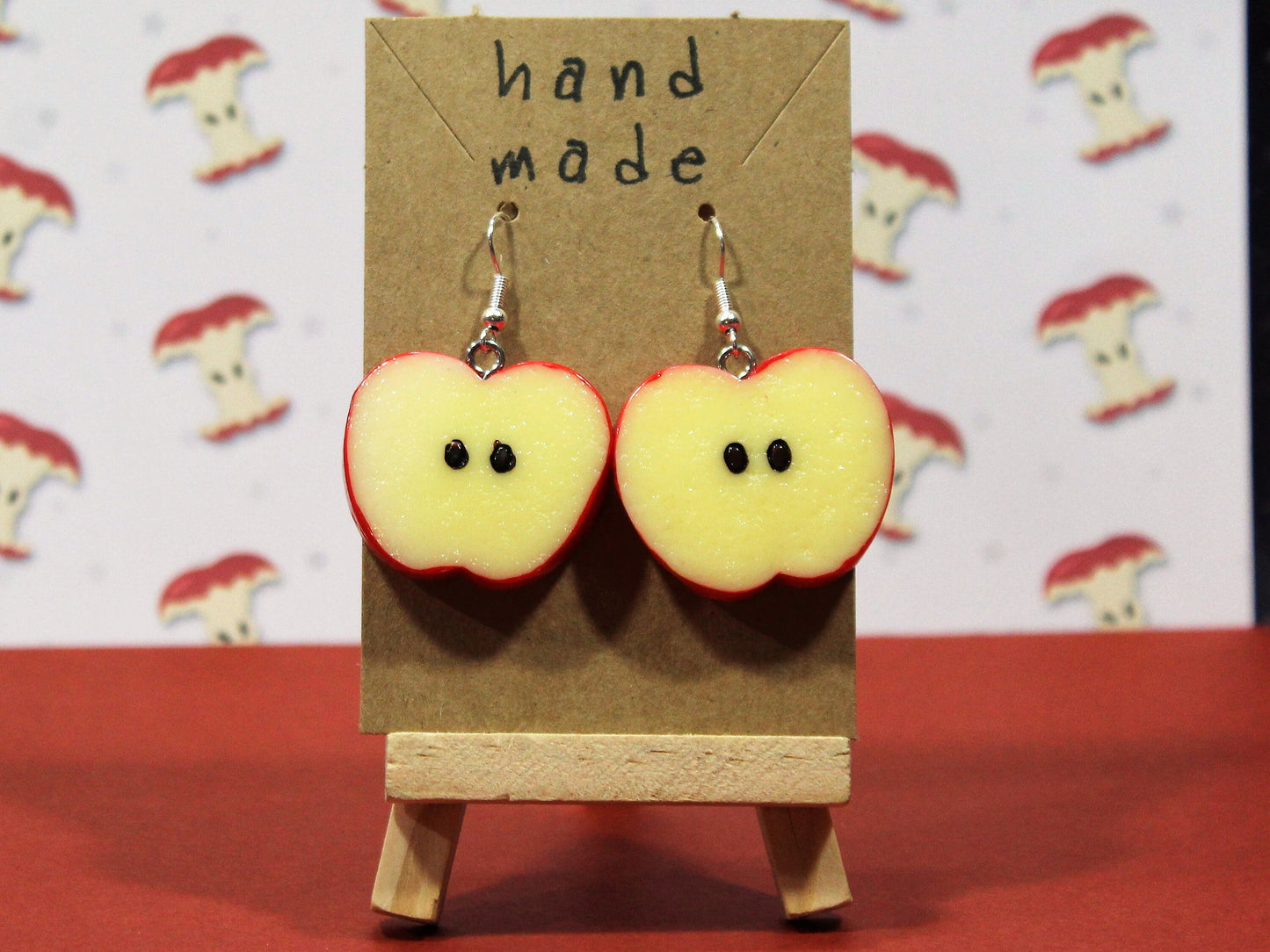 Apple Slice Earrings, Red Apple Earrings, Green Apple Dangles, Yellow Apple Half Slice, Food Lovers Gift, Apple Earrings, Kawaii Apples