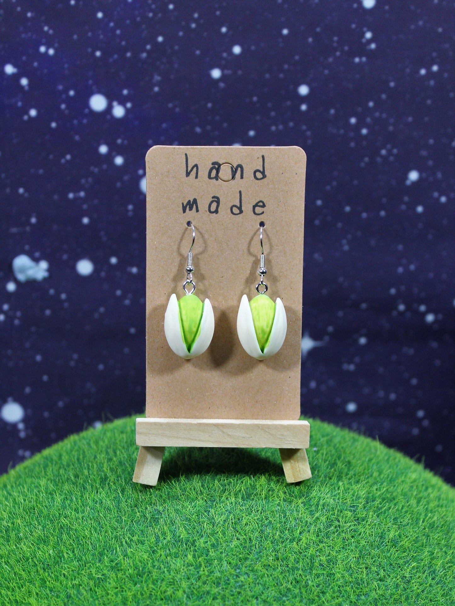 Pistachio Nut Earrings, Nut Earrings, Nut Lovers Gift, Kawaii Food Earrings, Nut Gift, Food Lovers Gift, End of Term Gift, Festival Earrings