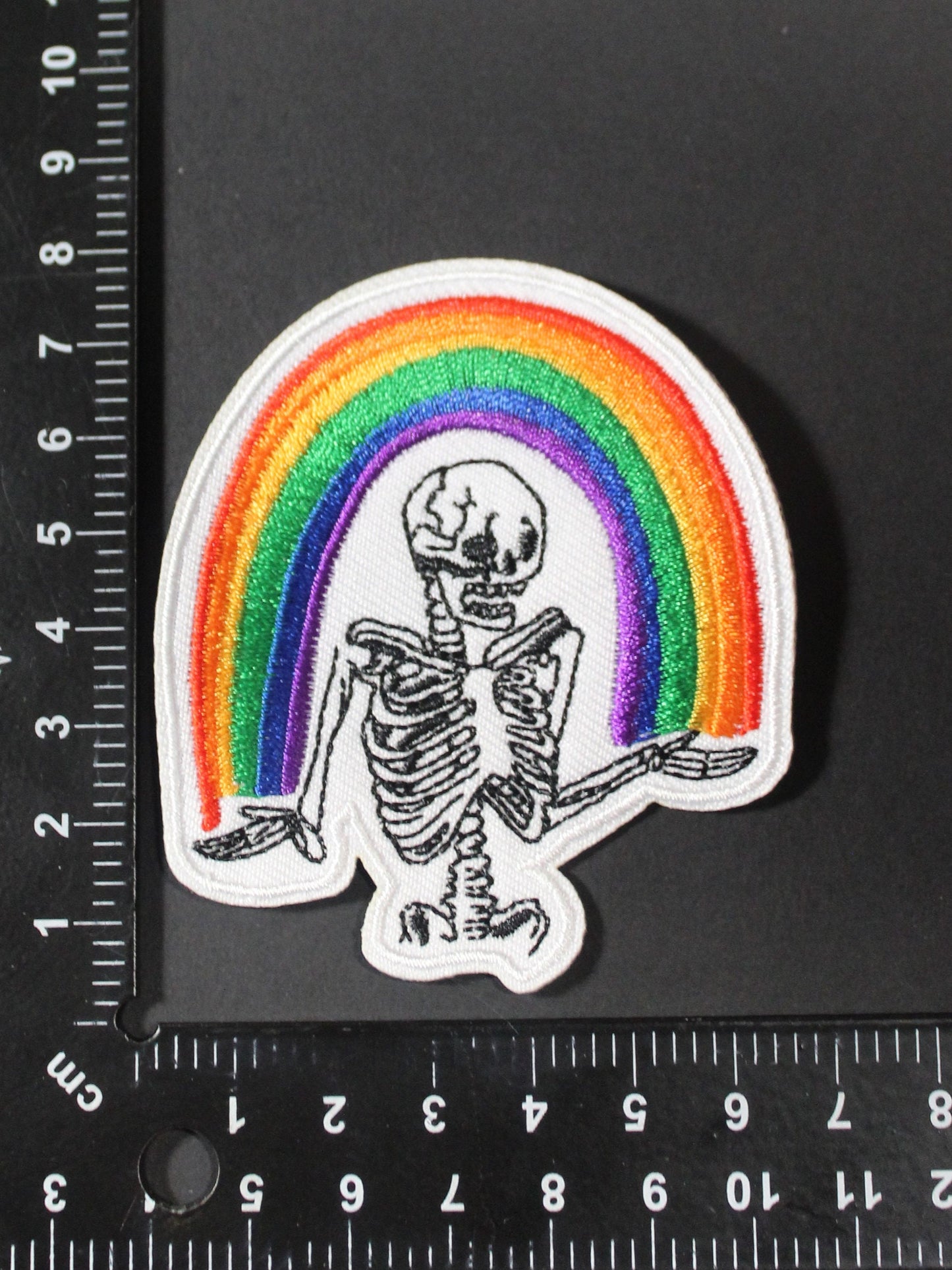 Rainbow Skeleton patch, Rainbow Patch, Punk Patch, Skull Patch, Rainbow Sew on Patch, Boho Clothing, Backpack Patch, Jacket Patch, Pride