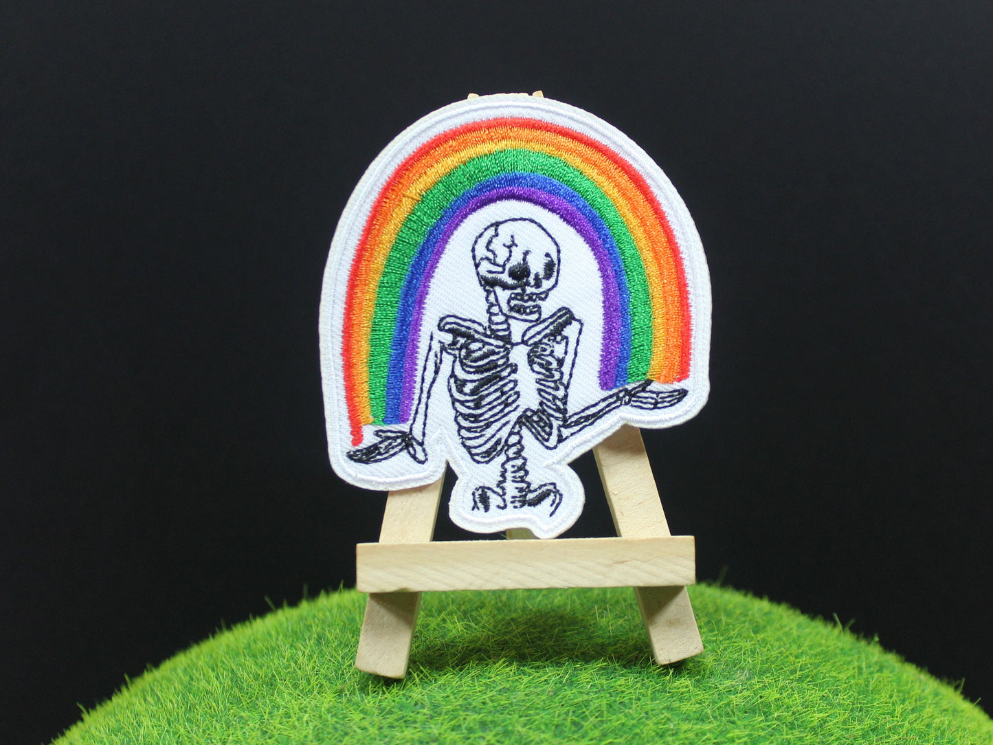 Rainbow Skeleton patch, Rainbow Patch, Punk Patch, Skull Patch, Rainbow Sew on Patch, Boho Clothing, Backpack Patch, Jacket Patch, Pride