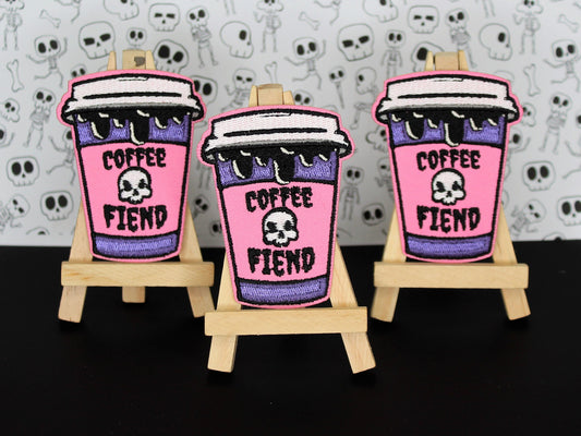 Coffee Fiend Patch, Coffee Lovers Patch, Sew on Patch, Iron on Patch, Punk Patch, Mocha Latte, Teachers Gift, Journal Patch