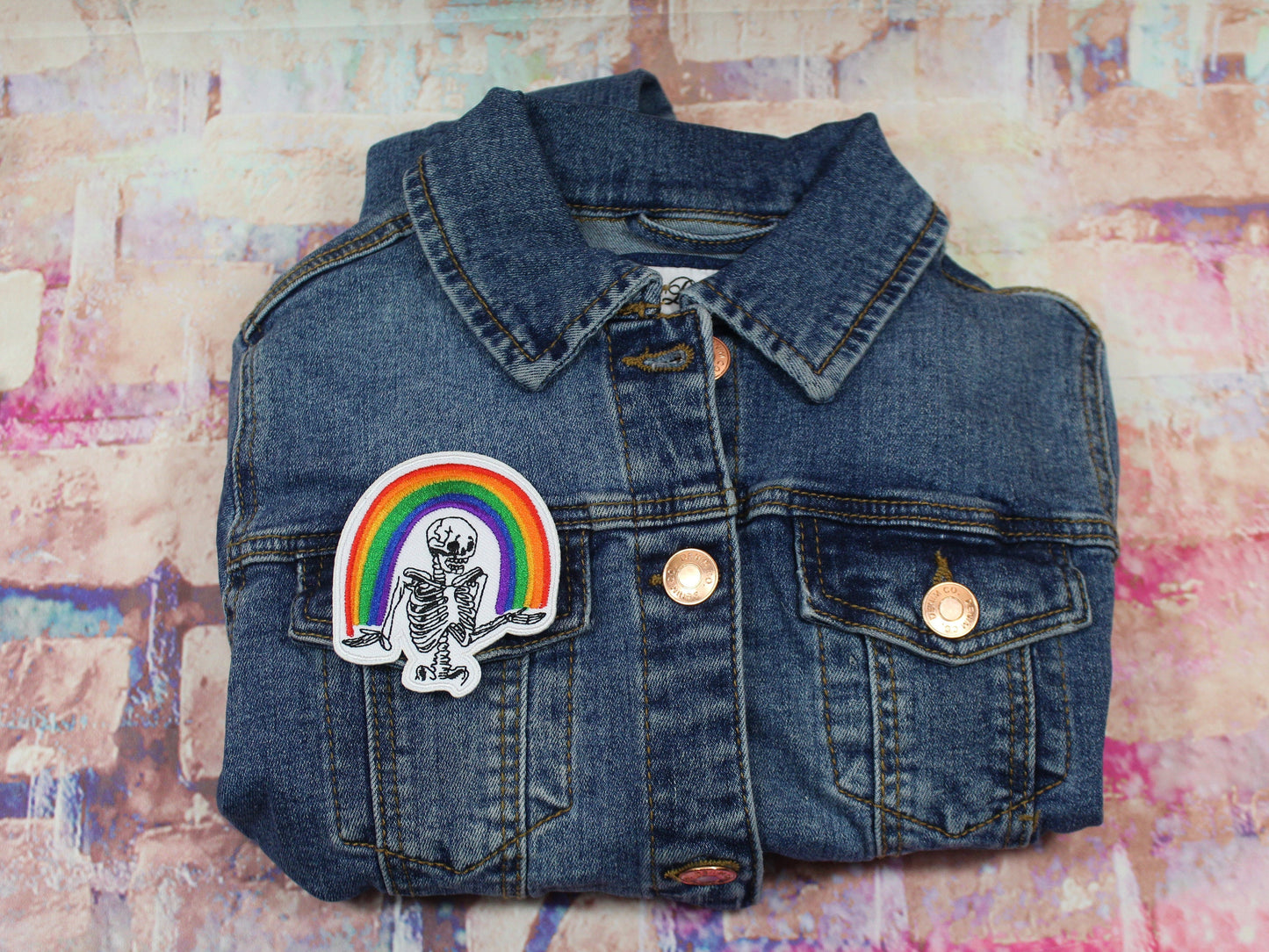 Rainbow Skeleton patch, Rainbow Patch, Punk Patch, Skull Patch, Rainbow Sew on Patch, Boho Clothing, Backpack Patch, Jacket Patch, Pride