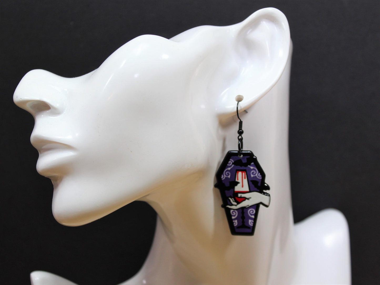 Coffin Dangle Earrings, Vampire Earrings, Large Coffin Earrings, Cosplay Earrings, Alternative Jewellery, Goth Earrings,