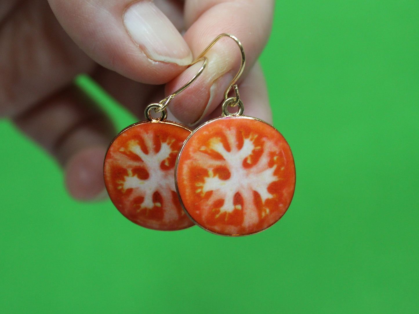 Kiwi Fruit Earrings, Tomato Earrings, Sliced Tomato Earrings, Sliced Kiwi Earrings, Citrus Fruit Earrings, Healthy Food, Kawaii