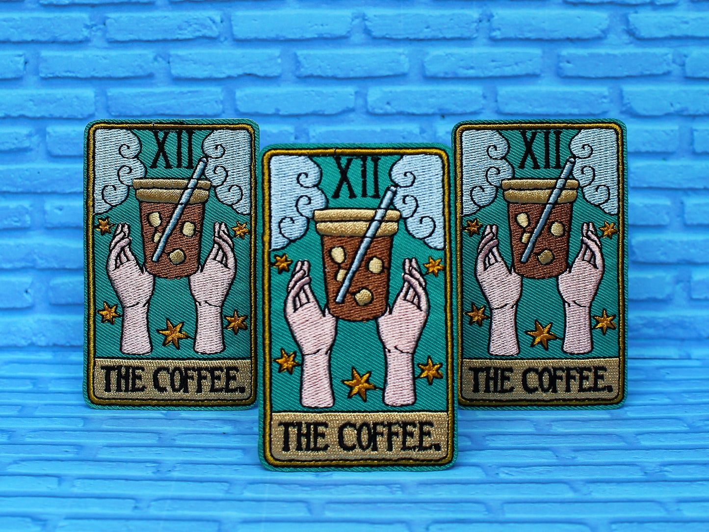 Coffee Tarot Card Patch, Embroidered Iron-On Patch, Tarot Card Accessory, Fortune Teller Patch, Coffee Lover Gift,