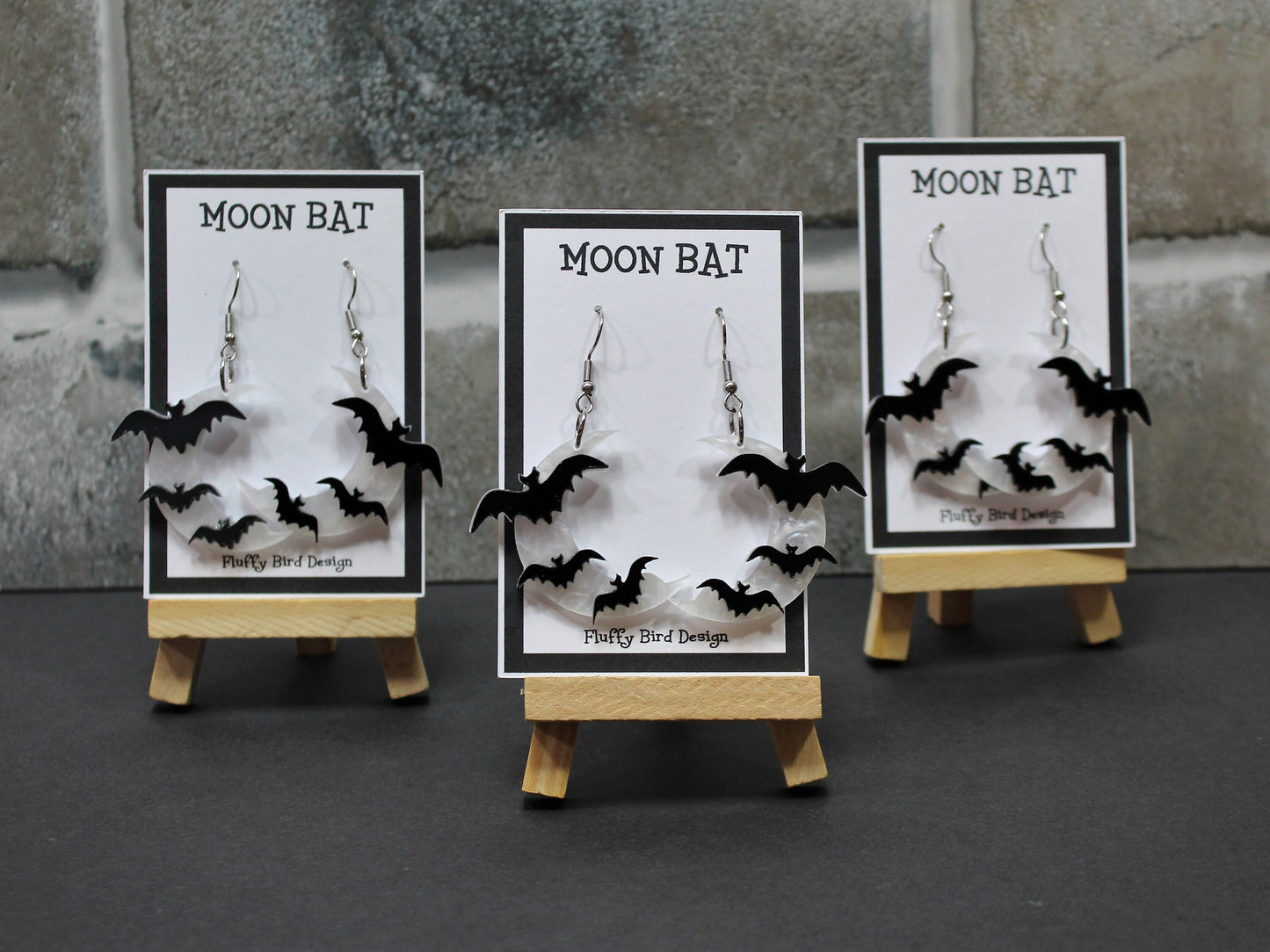 Bat Earrings, Black Bat Earrings,  Moon Earrings, Spooky Dangle Earrings, Witchy Fashion Accessory, Gothic Earrings, Bat