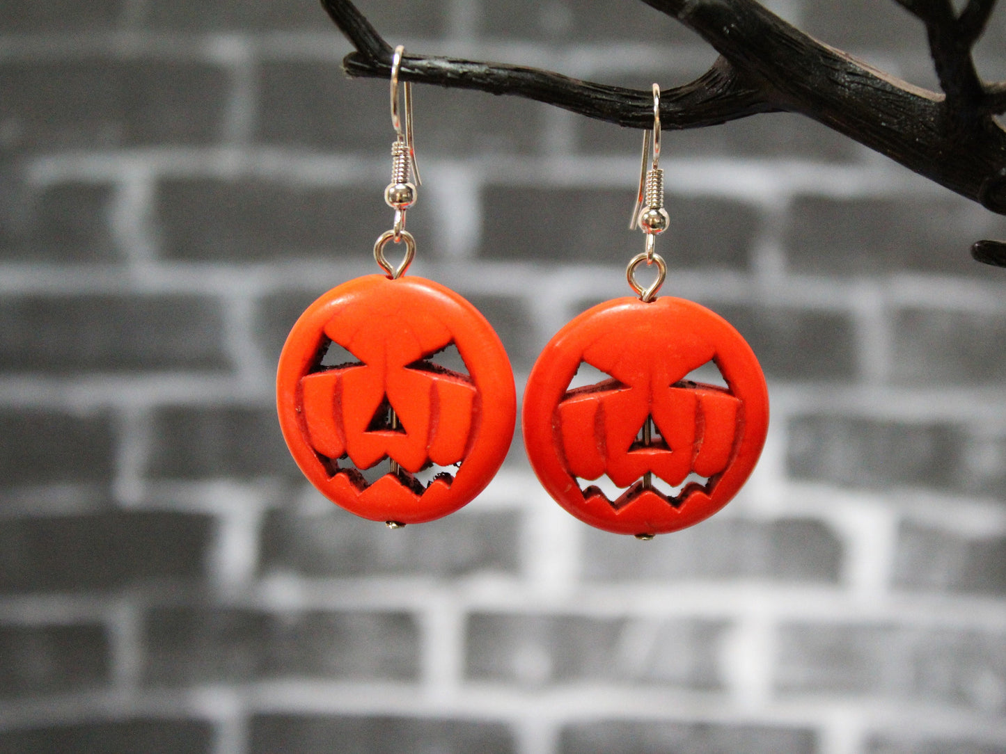 Pumpkin Dangle Earrings, Orange Pumpkin Face Earrings, Spooky Earrings, Cute Party Jewellery, Halloween Accessories, Face Earrings