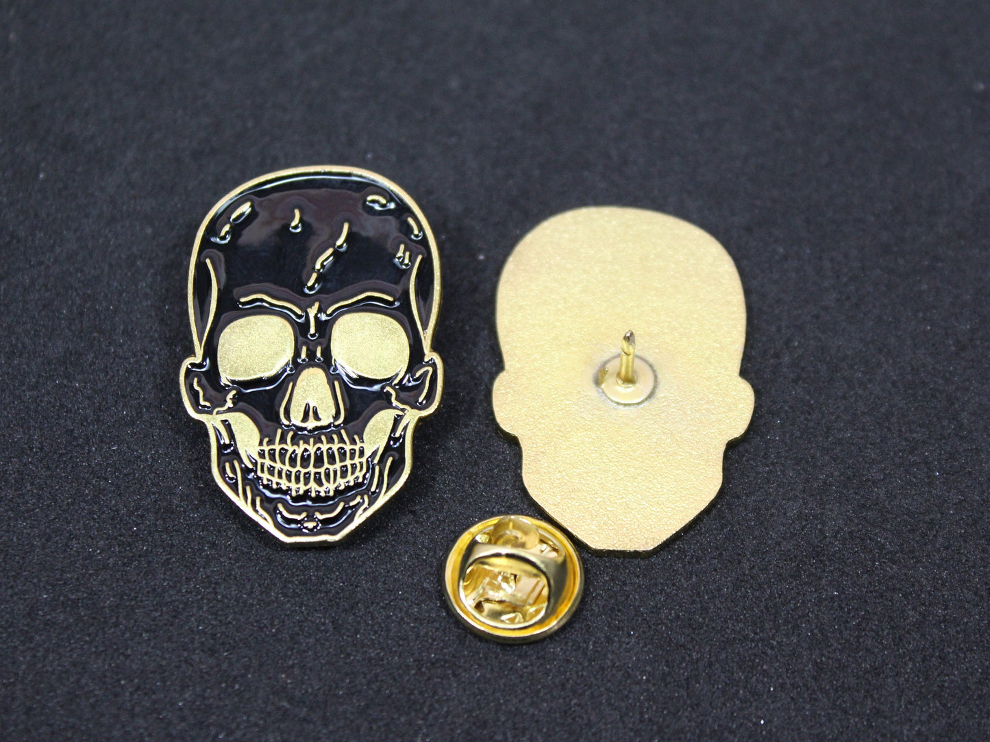 Black Skull Pin Badge, Silver Skull Badge, Gold Skull Pin, Gothic Enamel Pin, Punk Accessories, Gift for Him, Brooch, Skull Pin