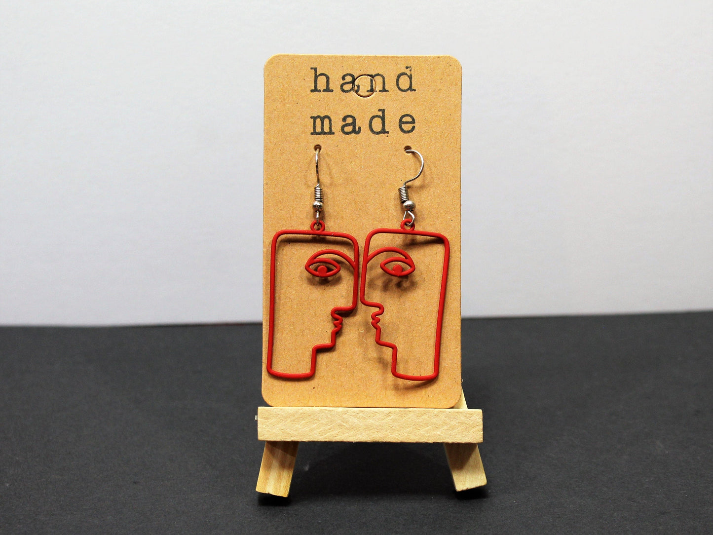 Face Earrings, Abstract Earrings, Picasso face Earrings, Red Earrings, Black Earrings, Festive Earrings, Cartoon face Earrings