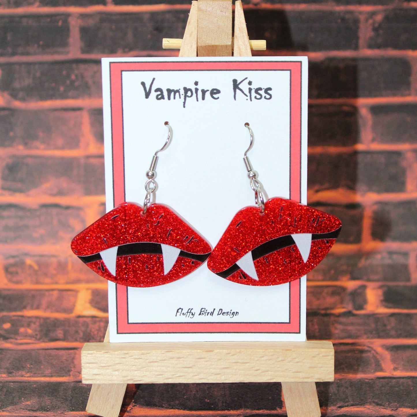 Vampire Teeth Earrings, Vampire Lips,  Earrings, Horror Earrings, Spooky Earrings, Goth Earrings, Glitter Earrings, Vampire costume