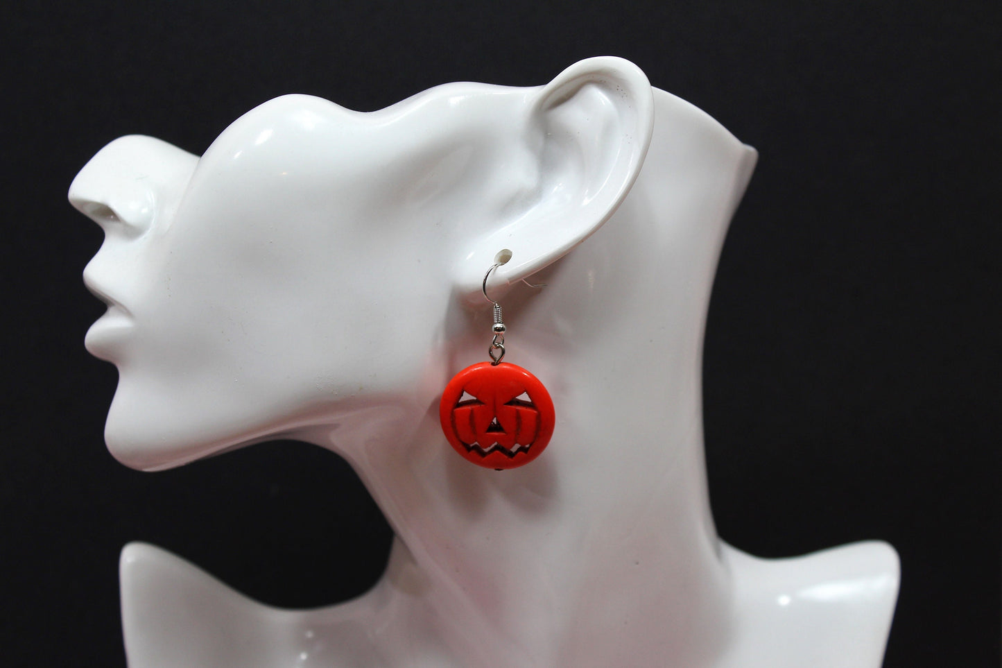 Pumpkin Dangle Earrings, Orange Pumpkin Face Earrings, Spooky Earrings, Cute Party Jewellery, Halloween Accessories, Face Earrings